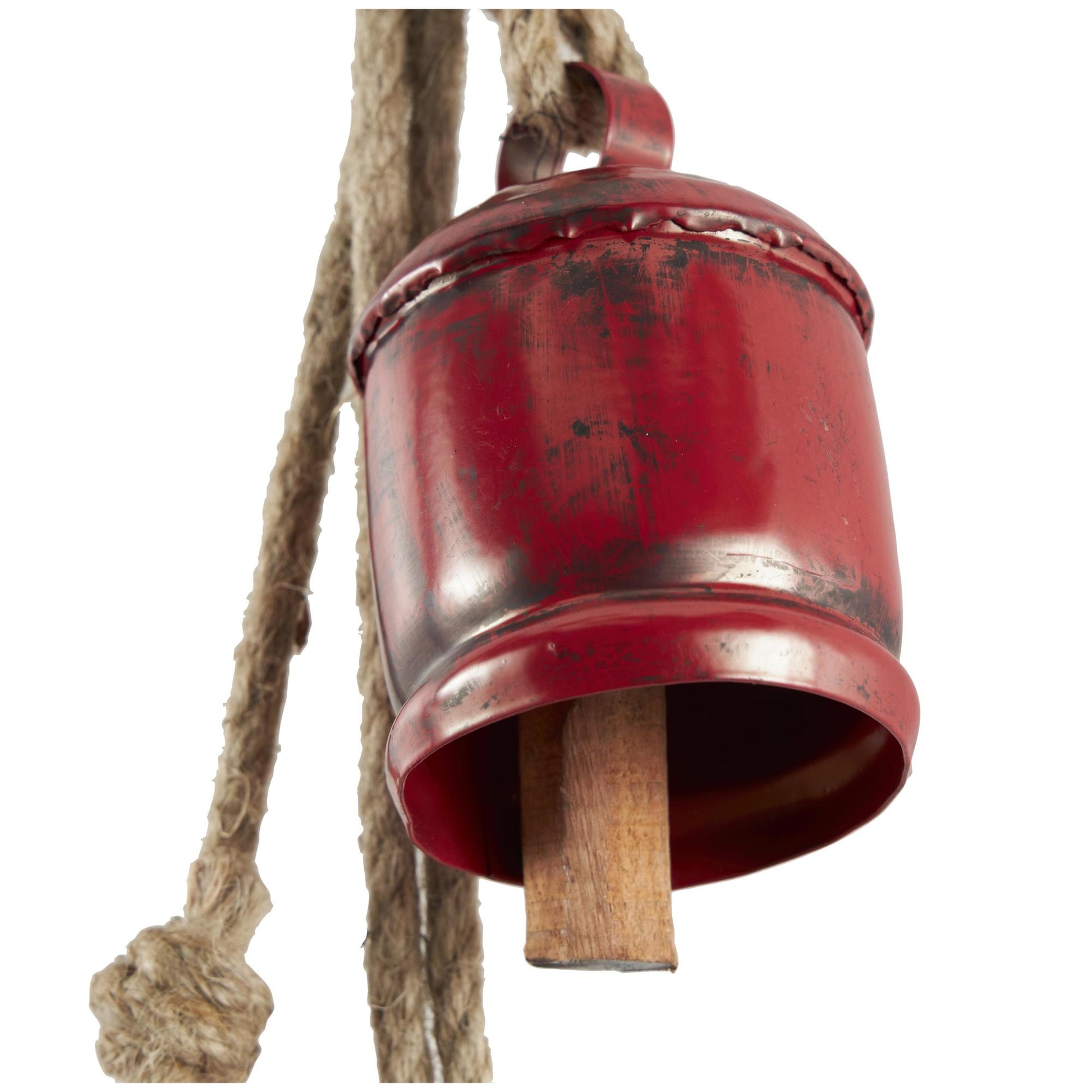 Metal Tibetan Inspired Indoor Outdoor Decorative Cow Bells with 4 Bells on Jute Hanging Rope