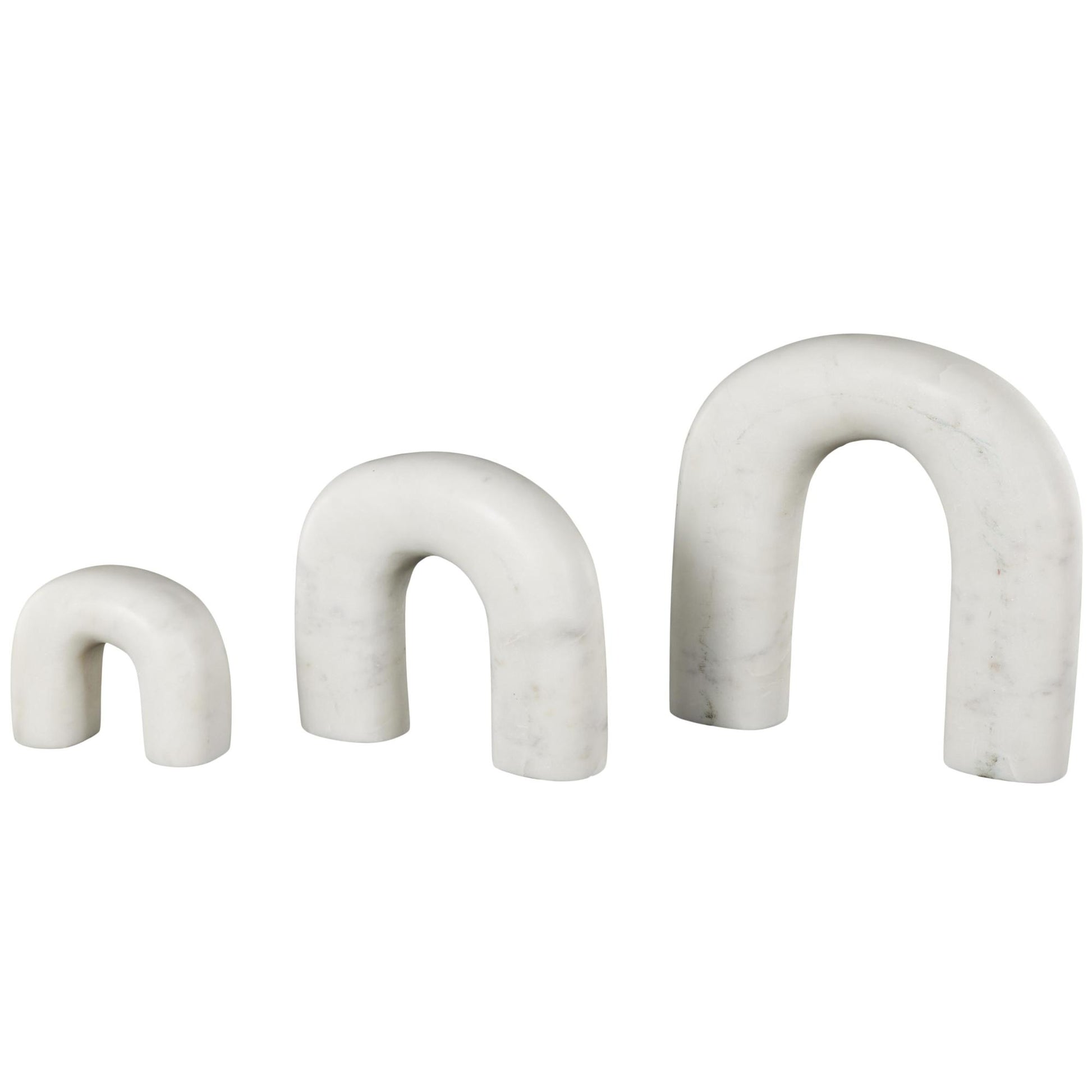 Set of 3 Abstract Marble Arched Decorative Sculpture with Varying Sizes Set of 3 7", 5", 3"H
