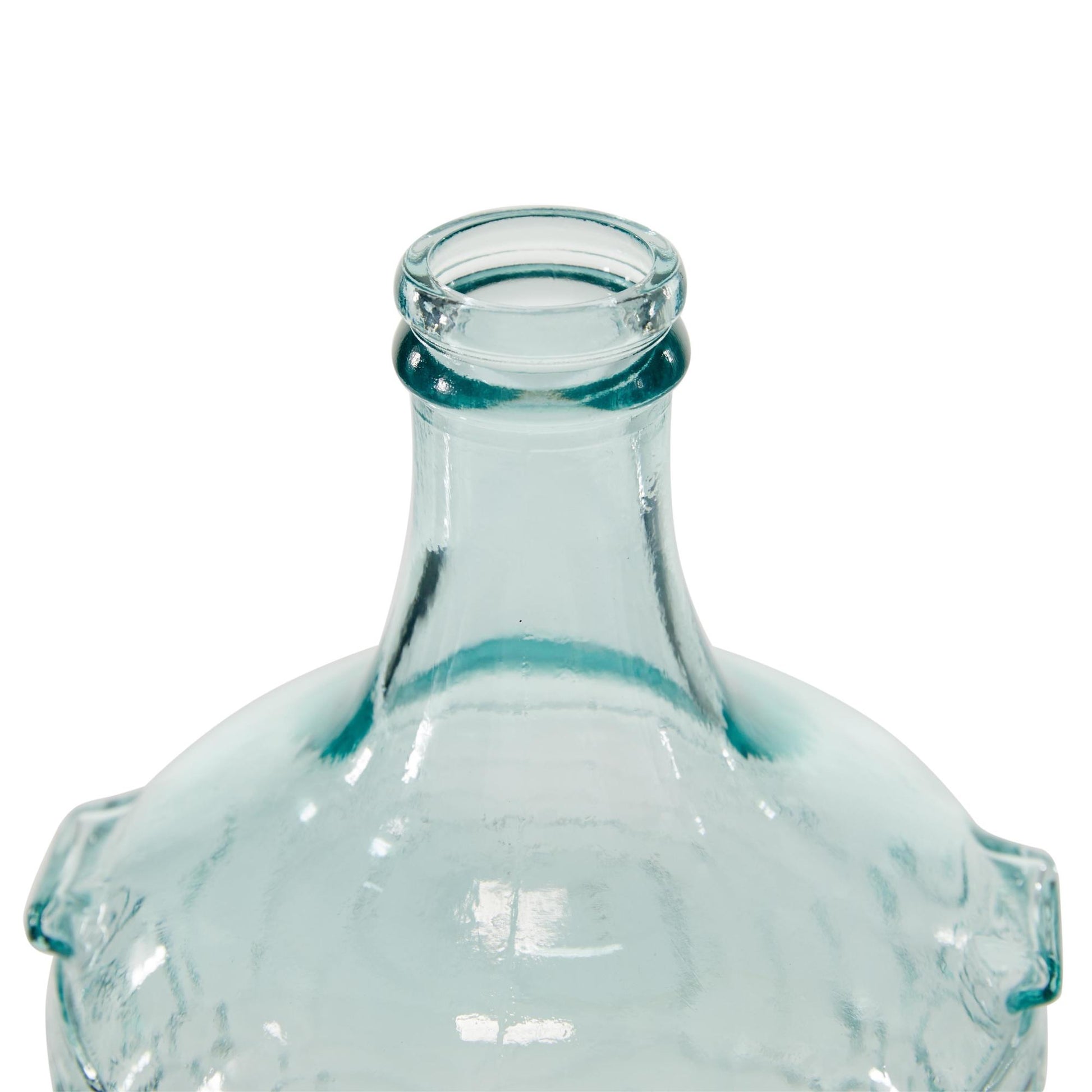 Teal Recycled Glass Handmade Spanish Bottle Neck Decorative Vase with Hexagon Bubble Texture