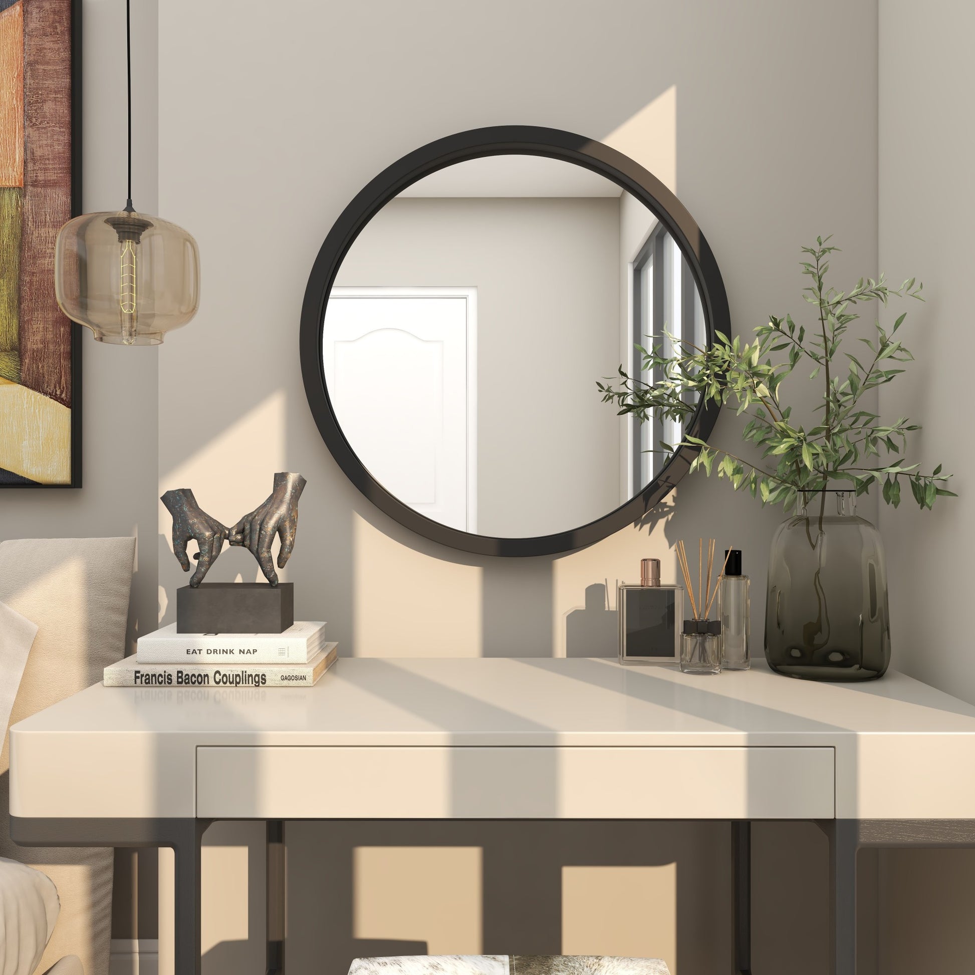 Wooden Room Wall Mirror with Thin Frame