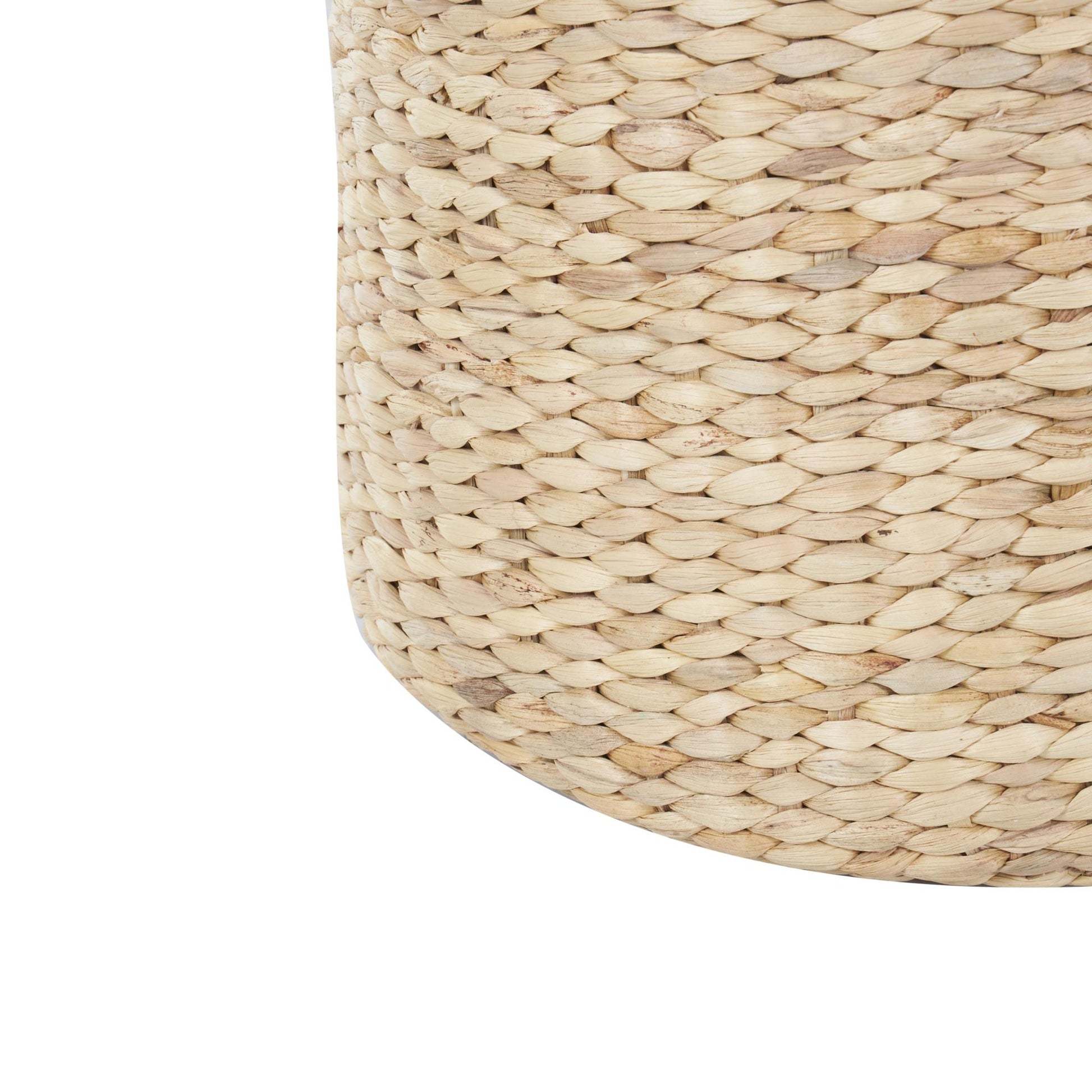 Brown Seagrass Handmade Woven Drum Side End Accent Table