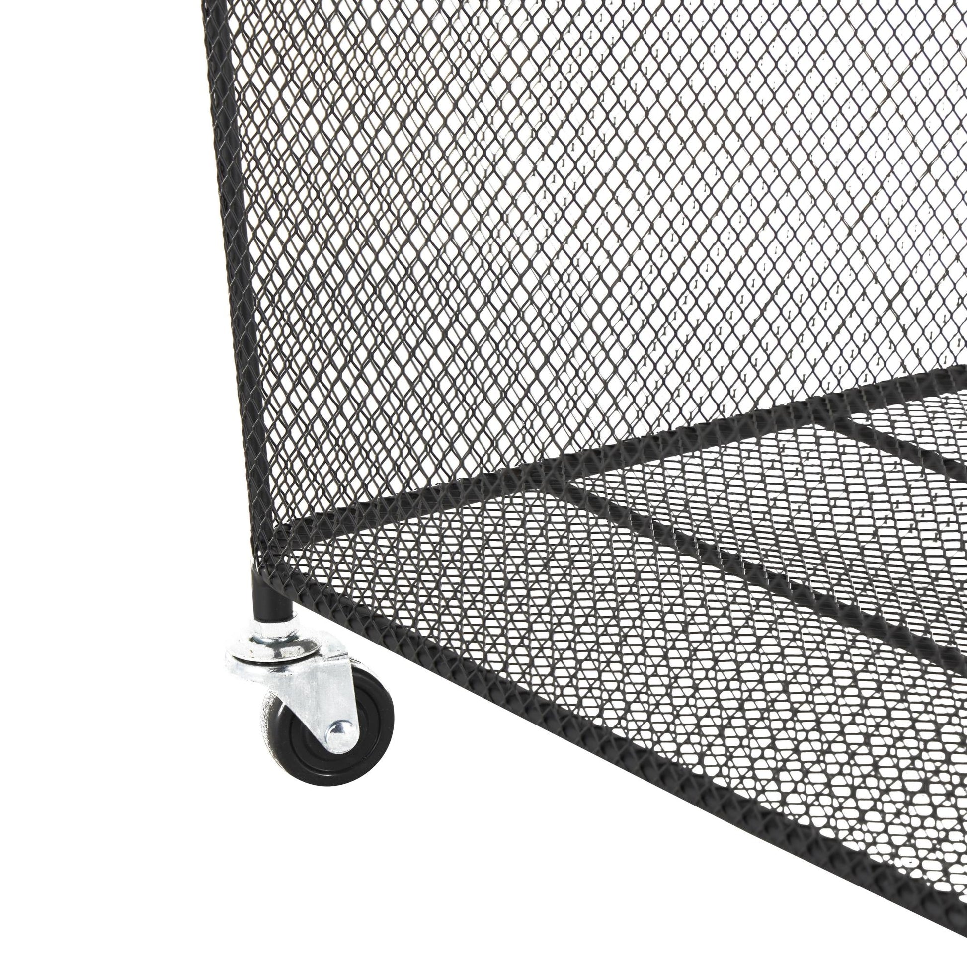Metal Square Mesh Wire Rolling Laundry Mobile Storage Cart with Ring Handles