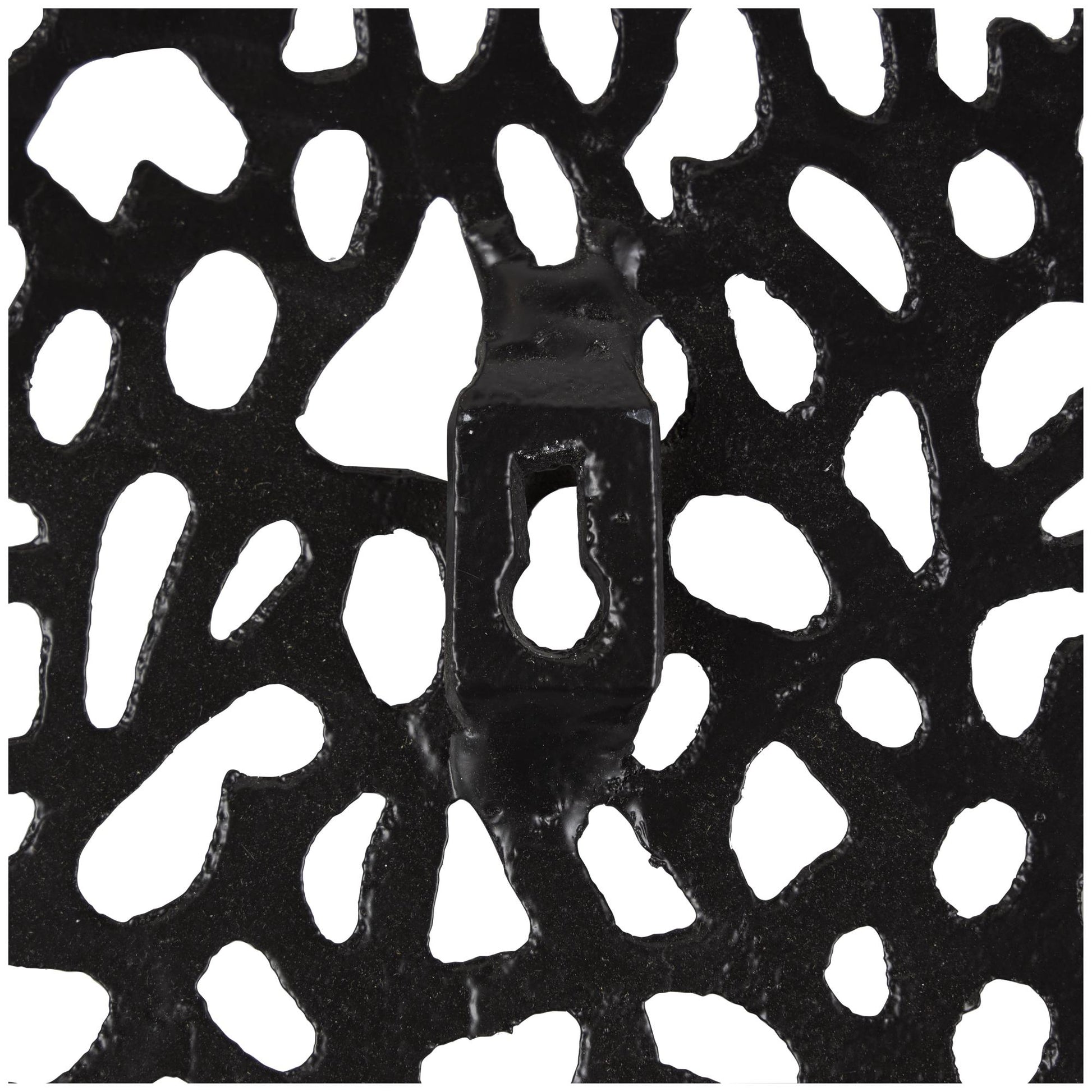 Abstract Black Aluminum Metal Room Wall Mirror with Open Lattice Frame