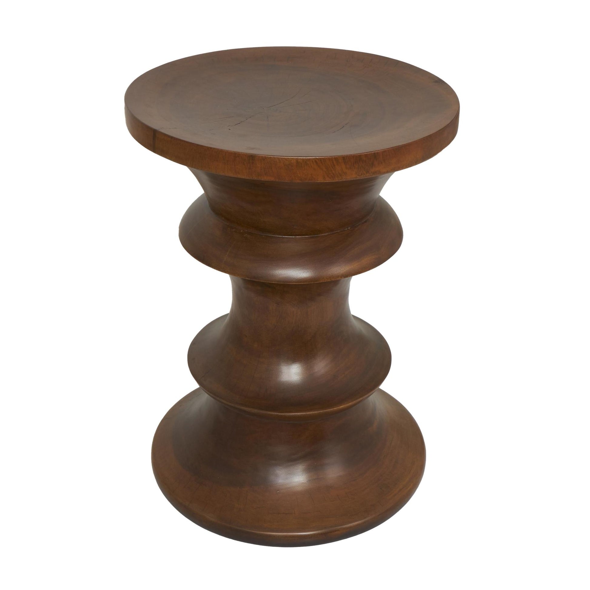 Geometric Brown Wood Handmade Side End Accent Table