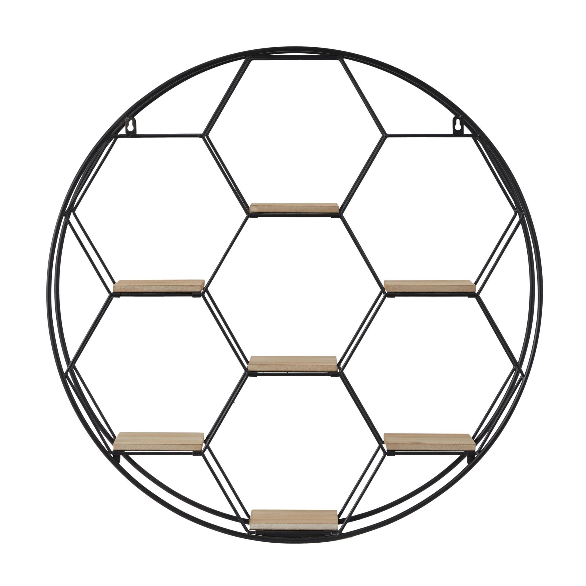Geometric Black Metal Round 7 Shelves Room Wall Shelf