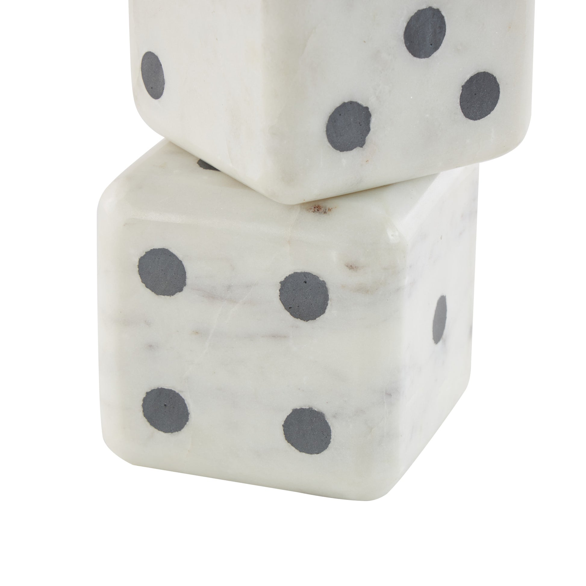 Set of 2 Marble Dice Decorative Bookends with White Accents Set of 2 4"W, 4"H