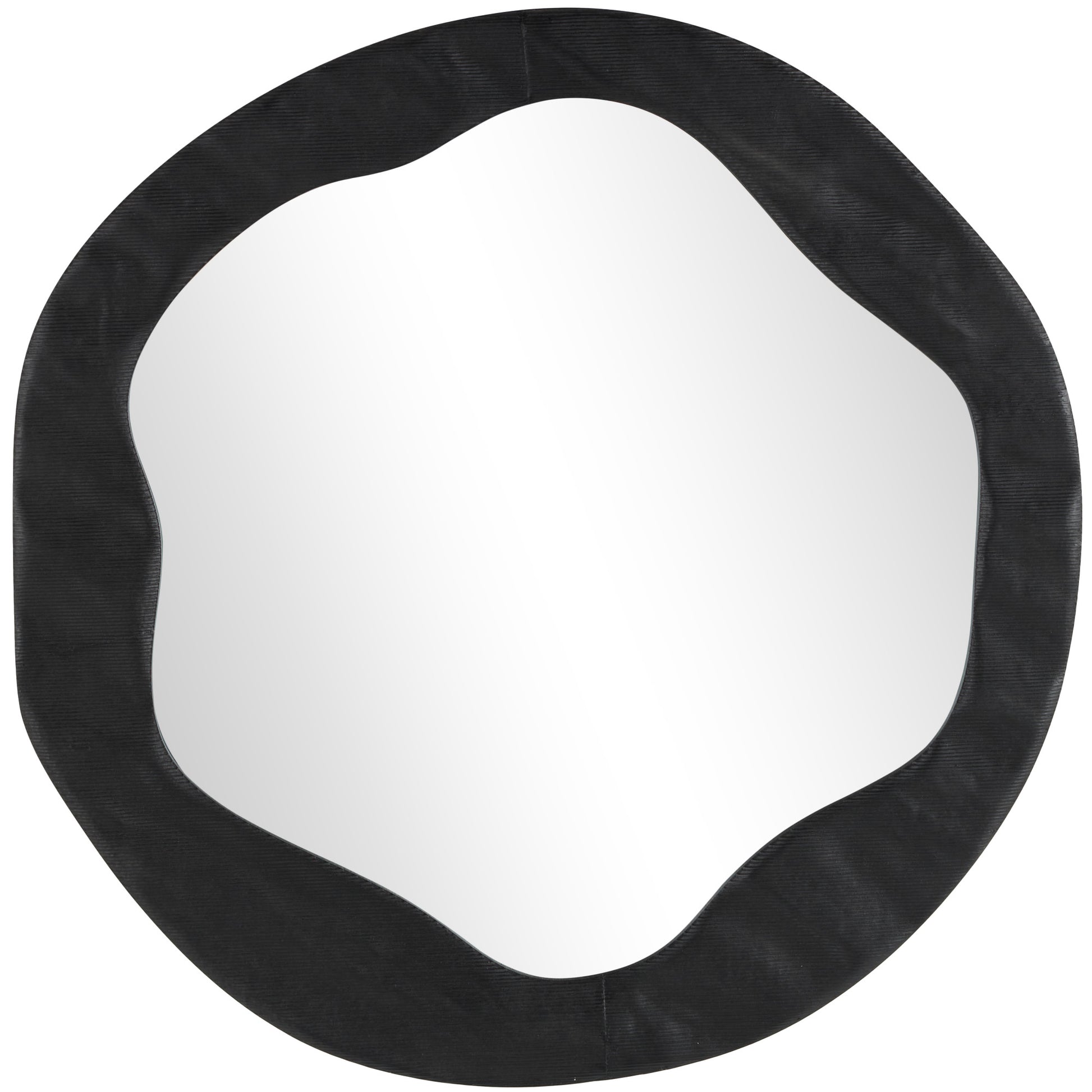 Abstract Black Velvet Wavy Room Wall Mirror