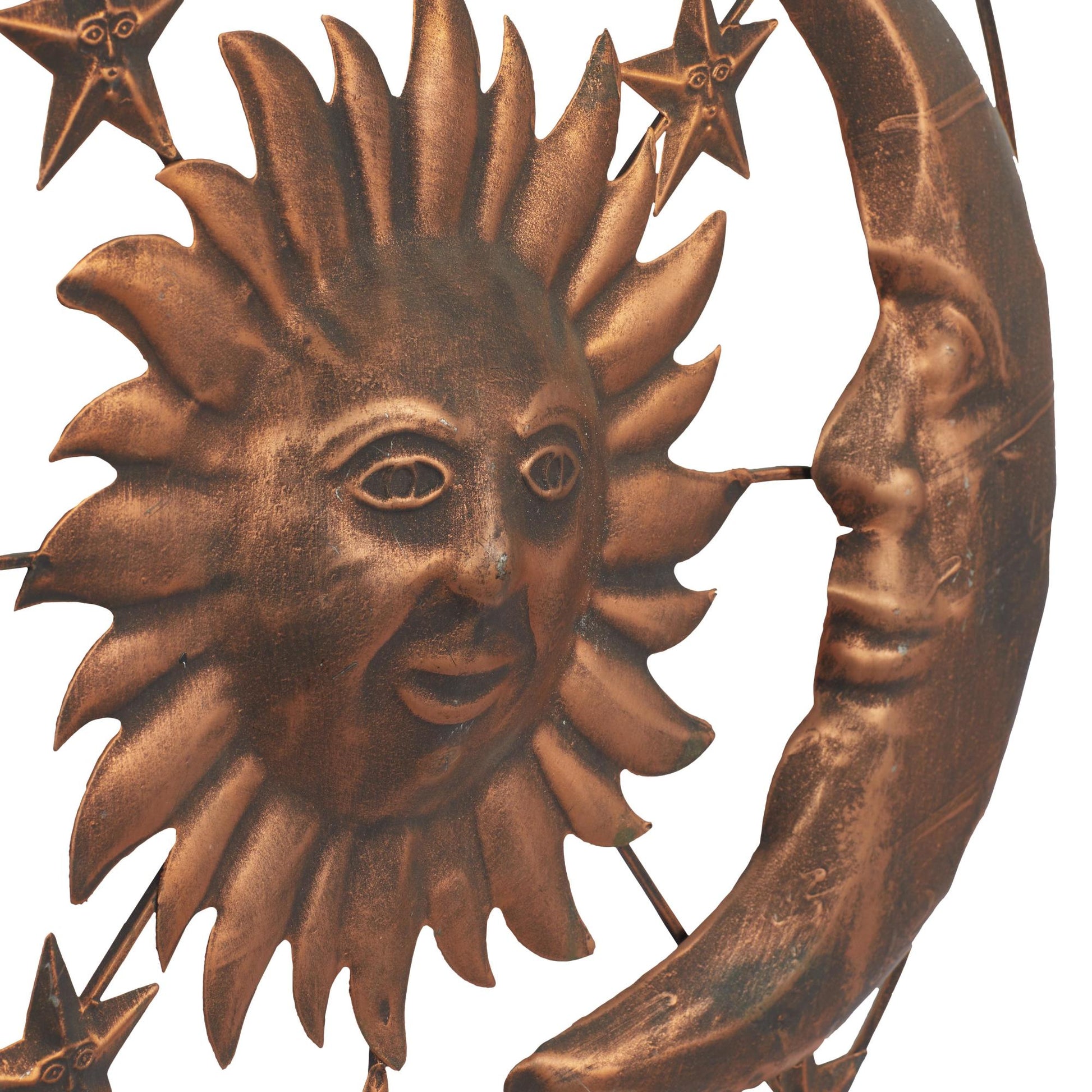 Sun and Moon Bronze Metal Indoor Outdoor Home Wall Decor with Stars