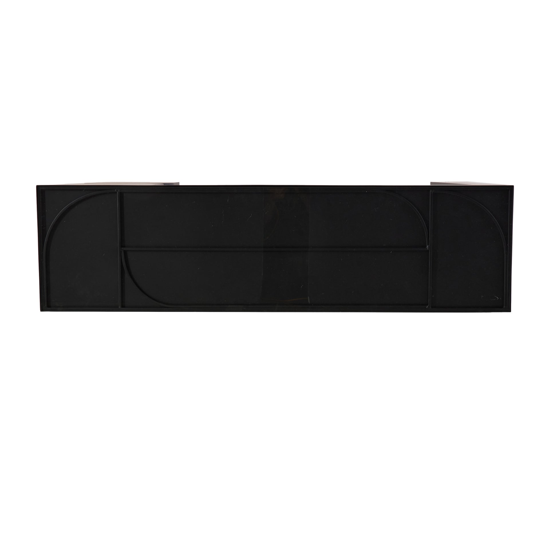 Geometric Black Metal Rectangular Living Room Console Table with Stacked Arched Table Leg