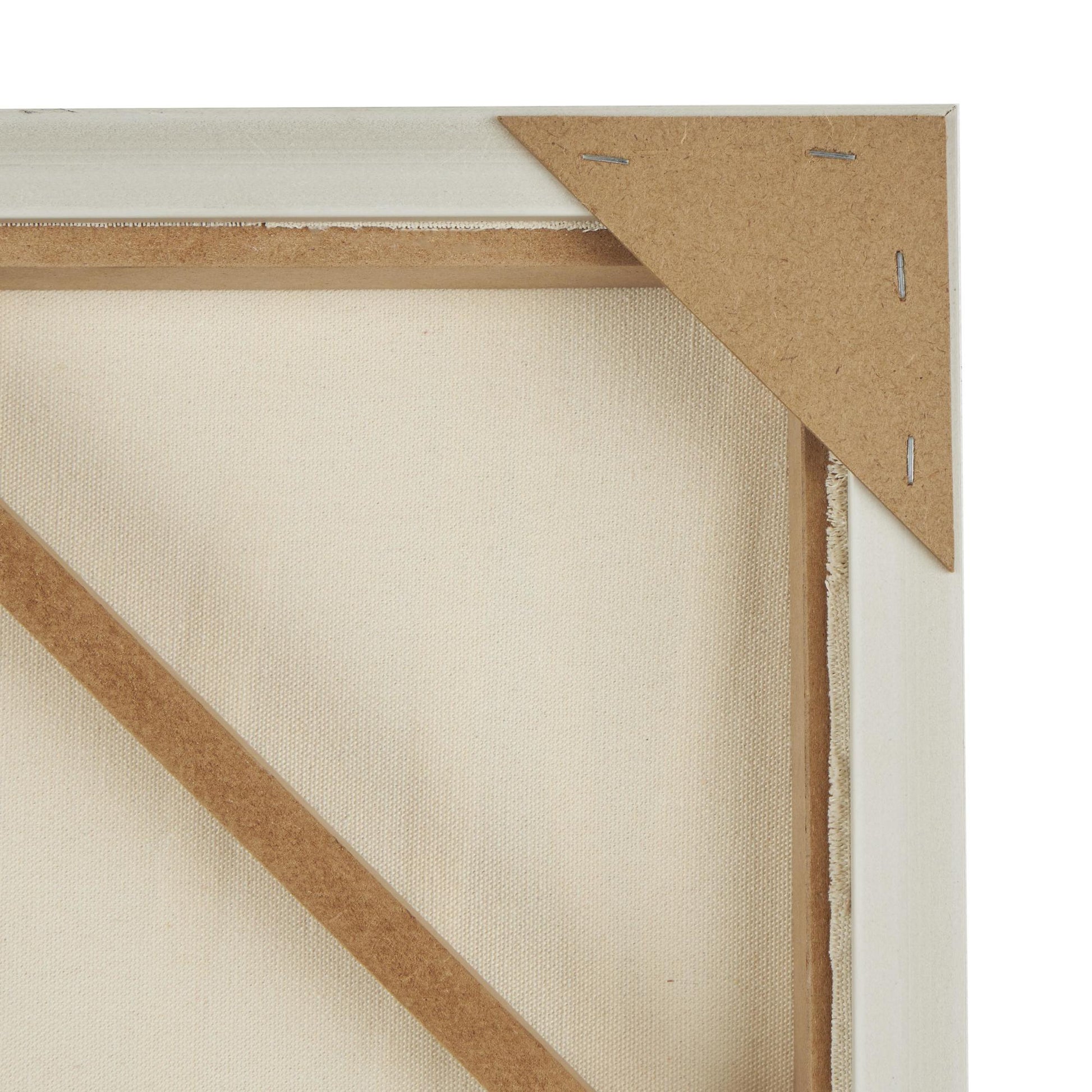 Abstract Beige Wooden Vertical Line Living Room Framed Wall Art with Brown Wooden Frame