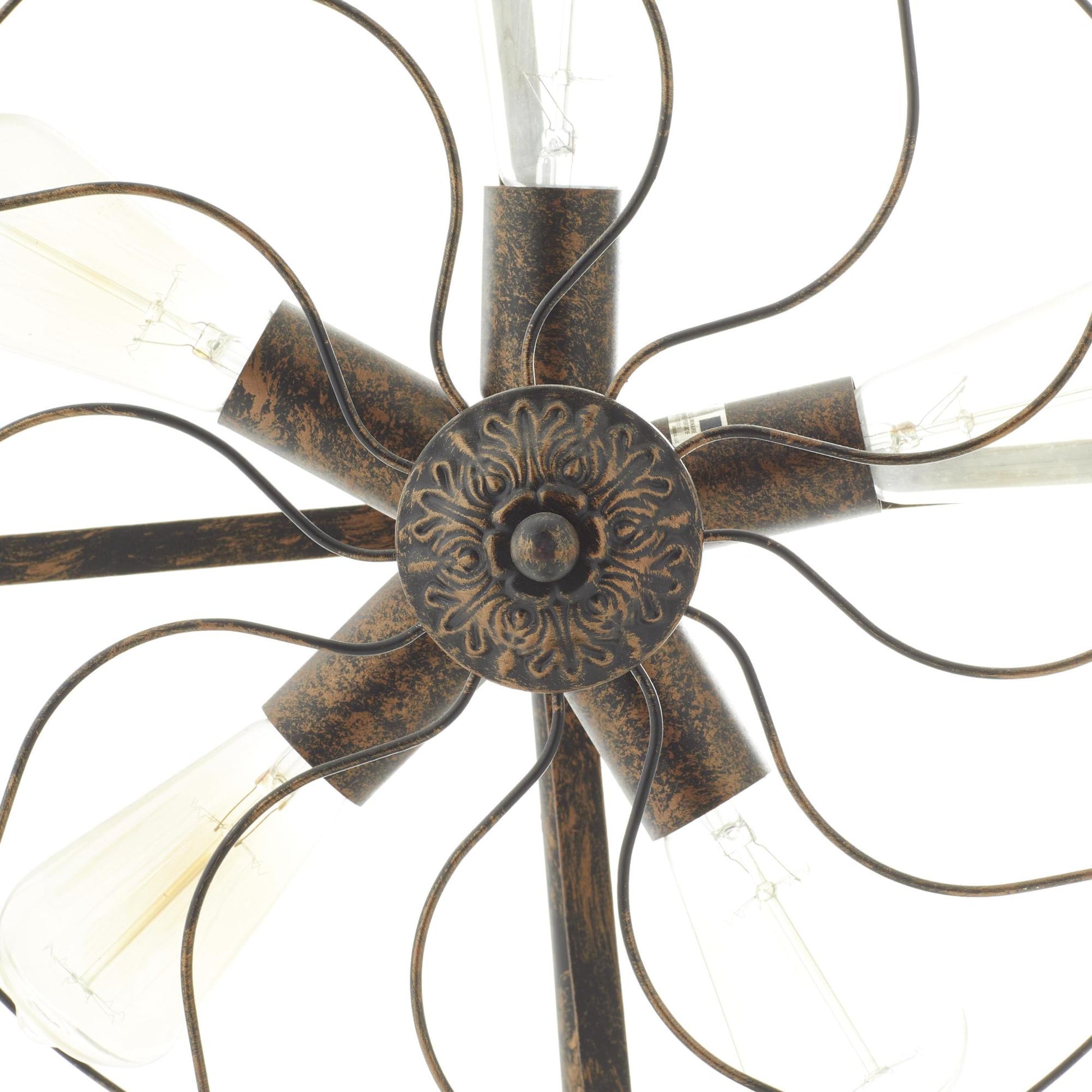 Fan Bronze Metal Vintage 5 Bulb Room Accent Lamp