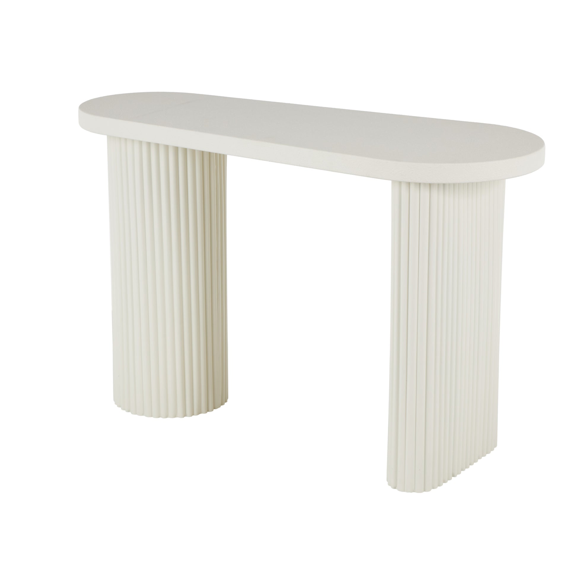 Metal Handmade Oval Living Room Console Table with Ribbed Legs