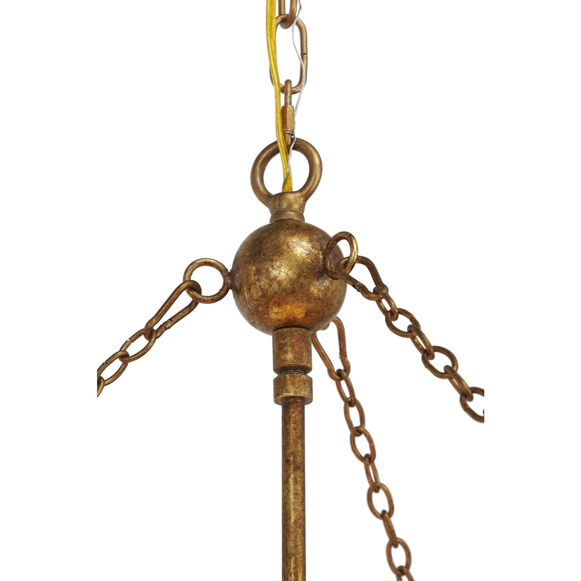 Brass Metal Crystal Rod Embellished 6 Light Room Chandelier with Link Style Chain