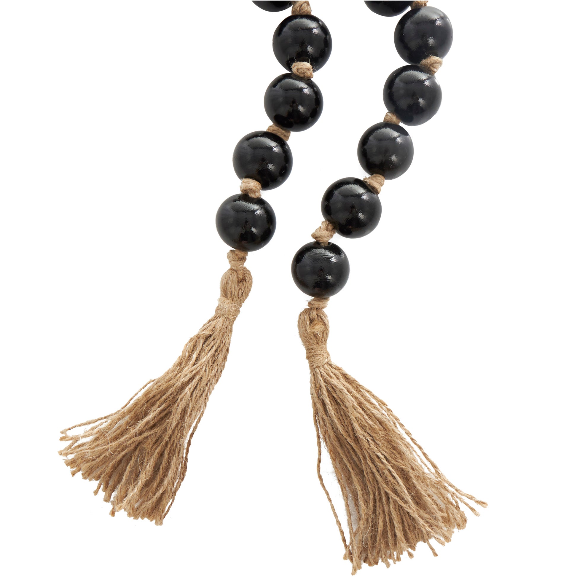 Glass Handmade Round Beaded Garland with Tassel with Knotted Brown Jute