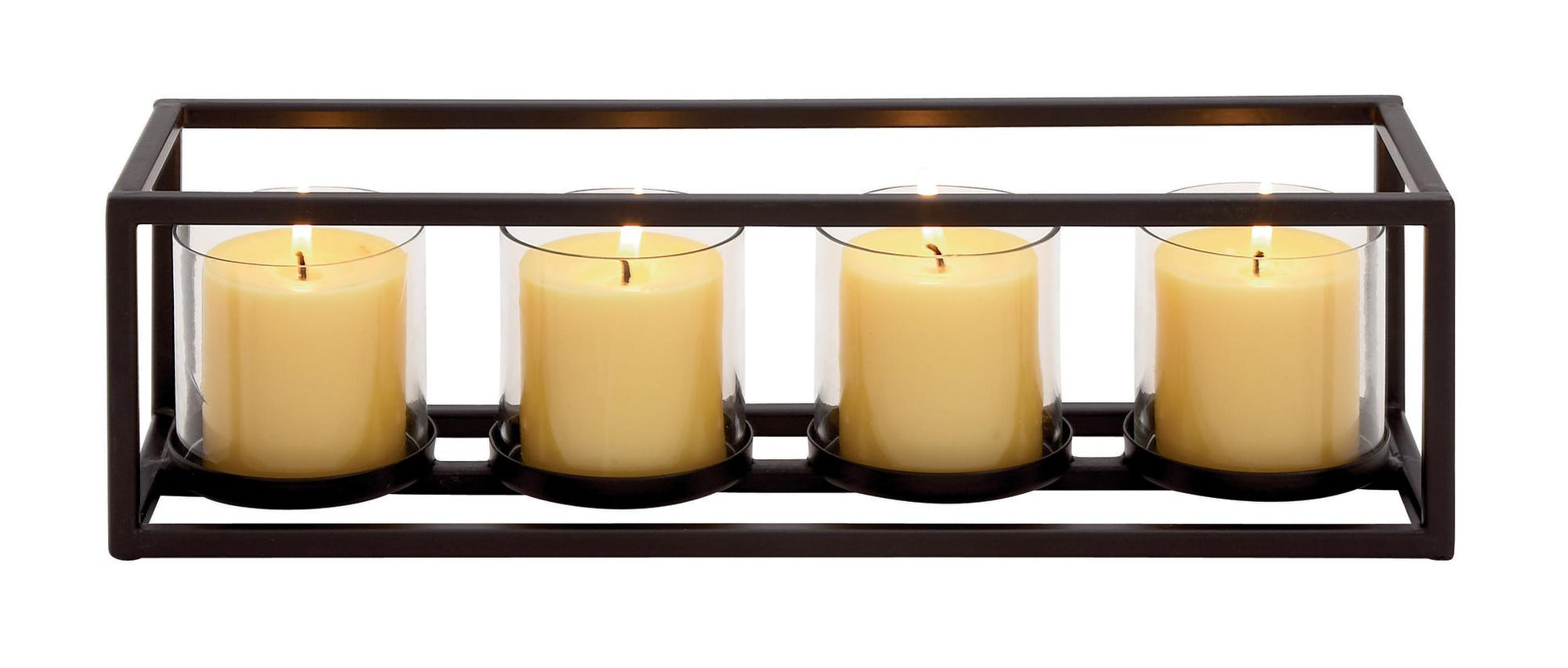Black Metal 5 Glass Sleeve Decorative Candelabra