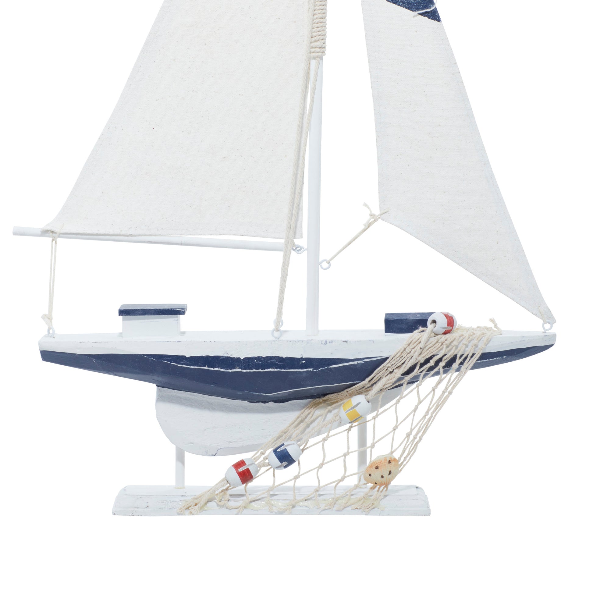Set of 2 Sail Boat White Wood Handmade Decorative Sculpture