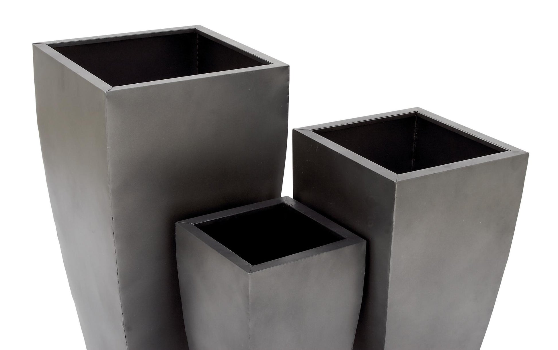 Set of 3 Metal Light Weight Indoor Outdoor Planter with Tapered Base