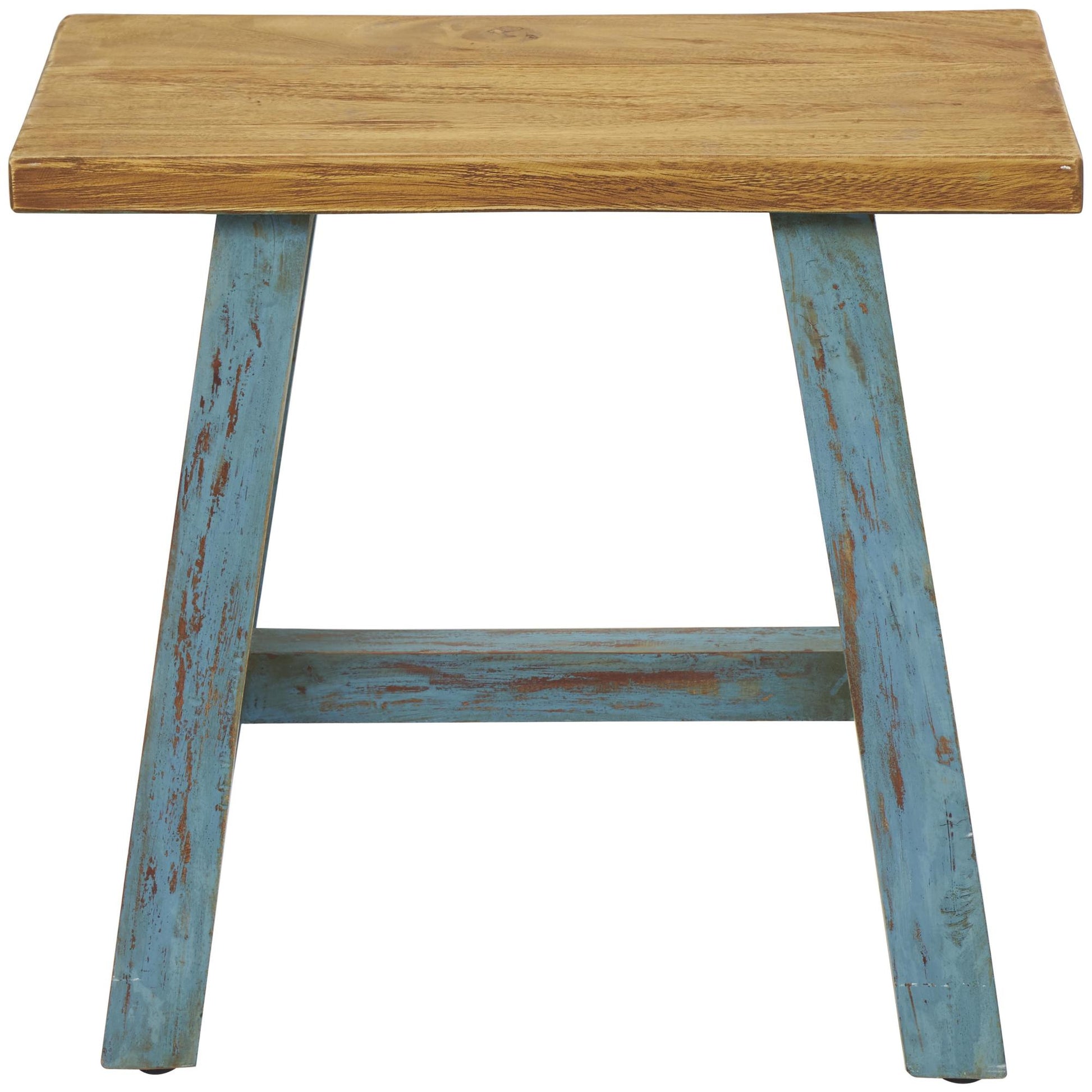 Wood Living Room Stool with Brown Wood Top 20" x 14" x 18"