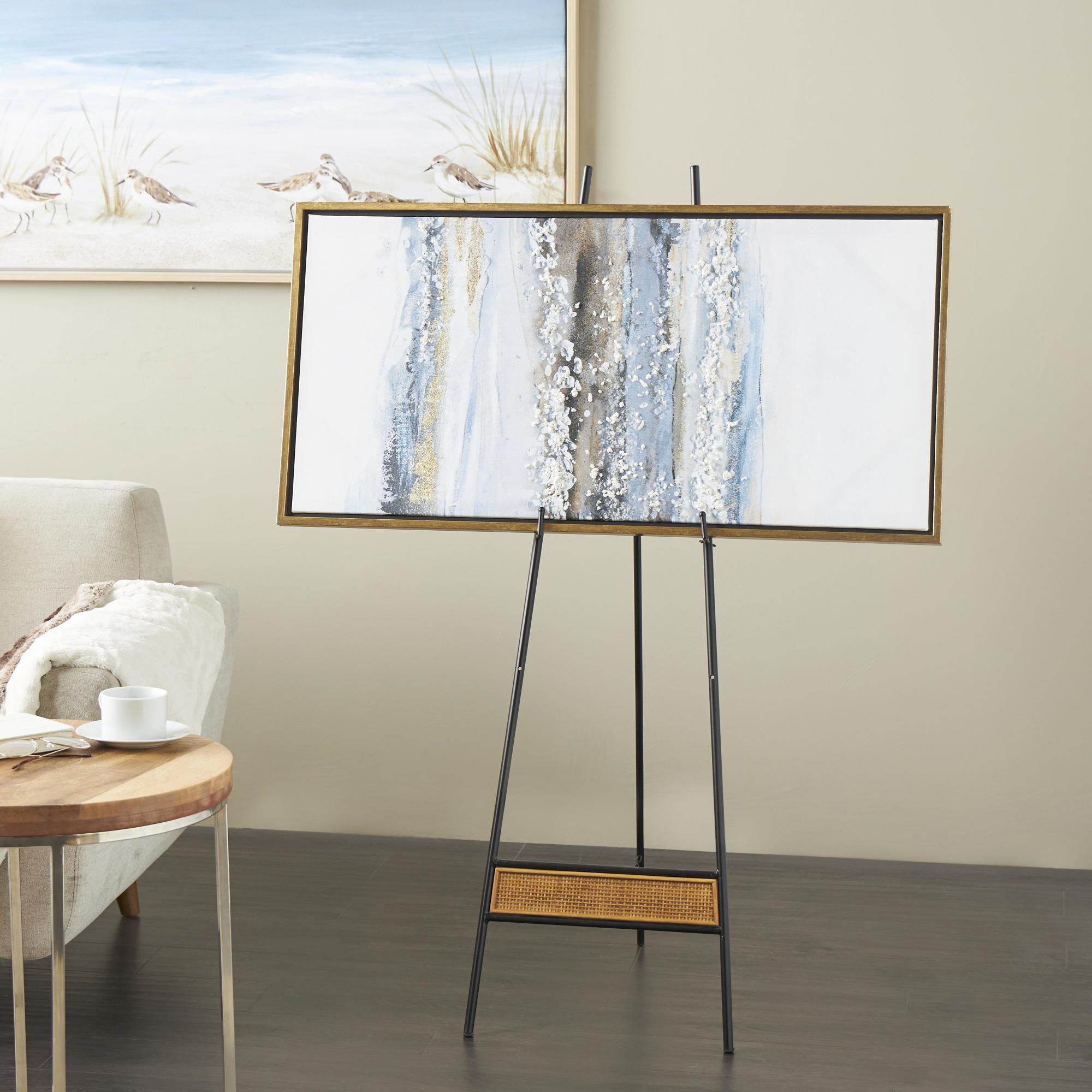 Black Metal Floor 2 Tier Display Easel with Wood Accents