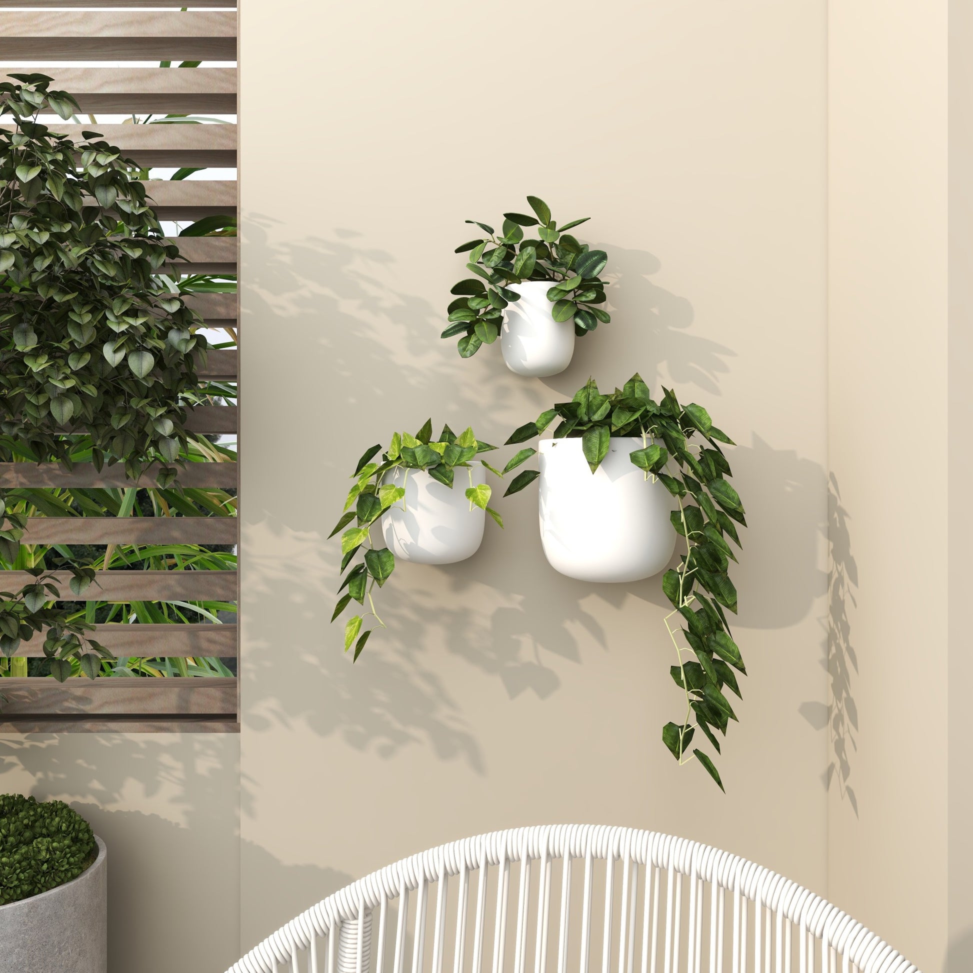 Set of 3 Metal Floating Indoor Outdoor Wall Planter