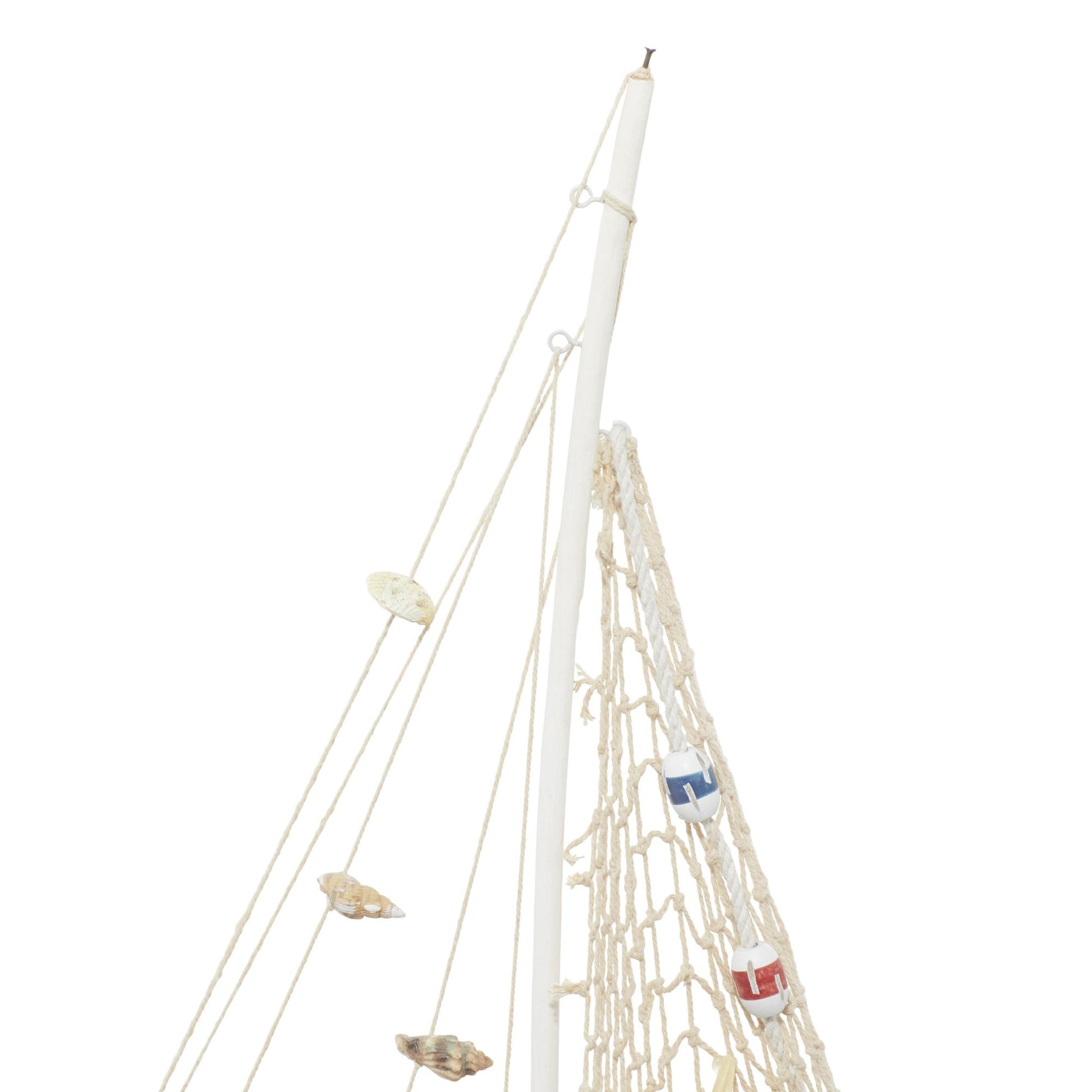Set of 2 Sail Boat White Wood Handmade Decorative Sculpture