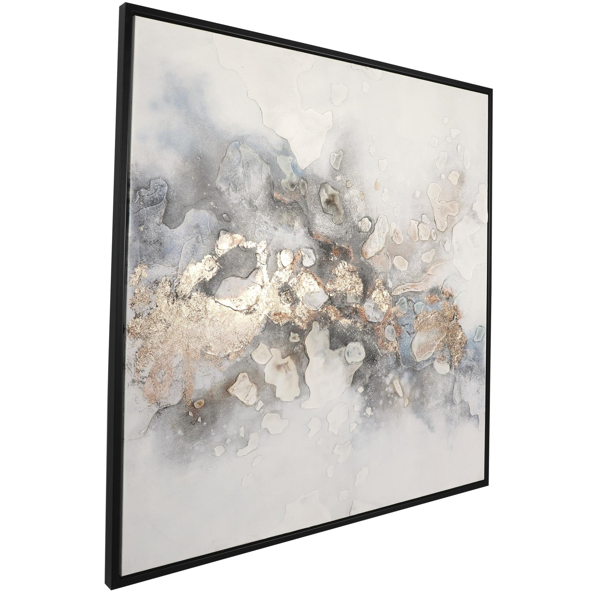 Abstract Multi Colored Canvas Watercolor Living Room Framed Wall Art with Gold Foil Accents