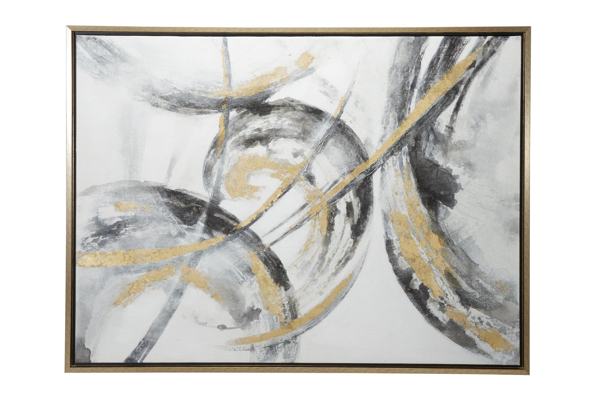 CosmoLiving by Cosmopolitan Abstract Gold Canvas Living Room Framed Wall Art with Gold Frame
