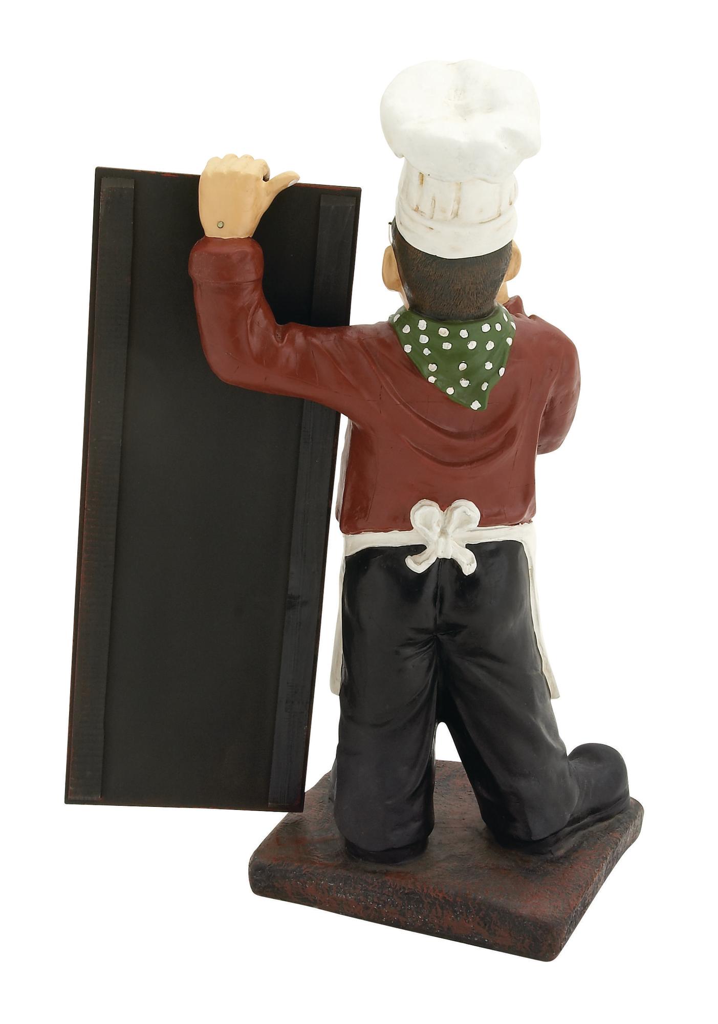 Chef Multi Colored Polystone Decorative Sculpture with Chalkboard