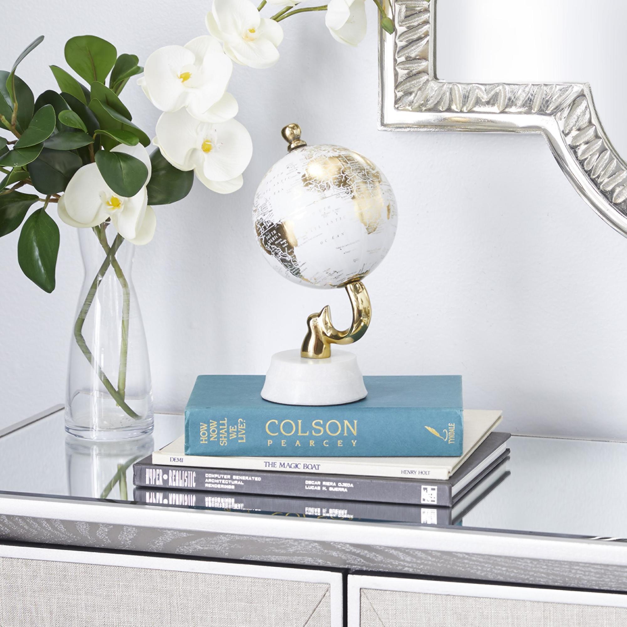 Aluminum Metal Educational/Geographic Earth Globe with Marble Base