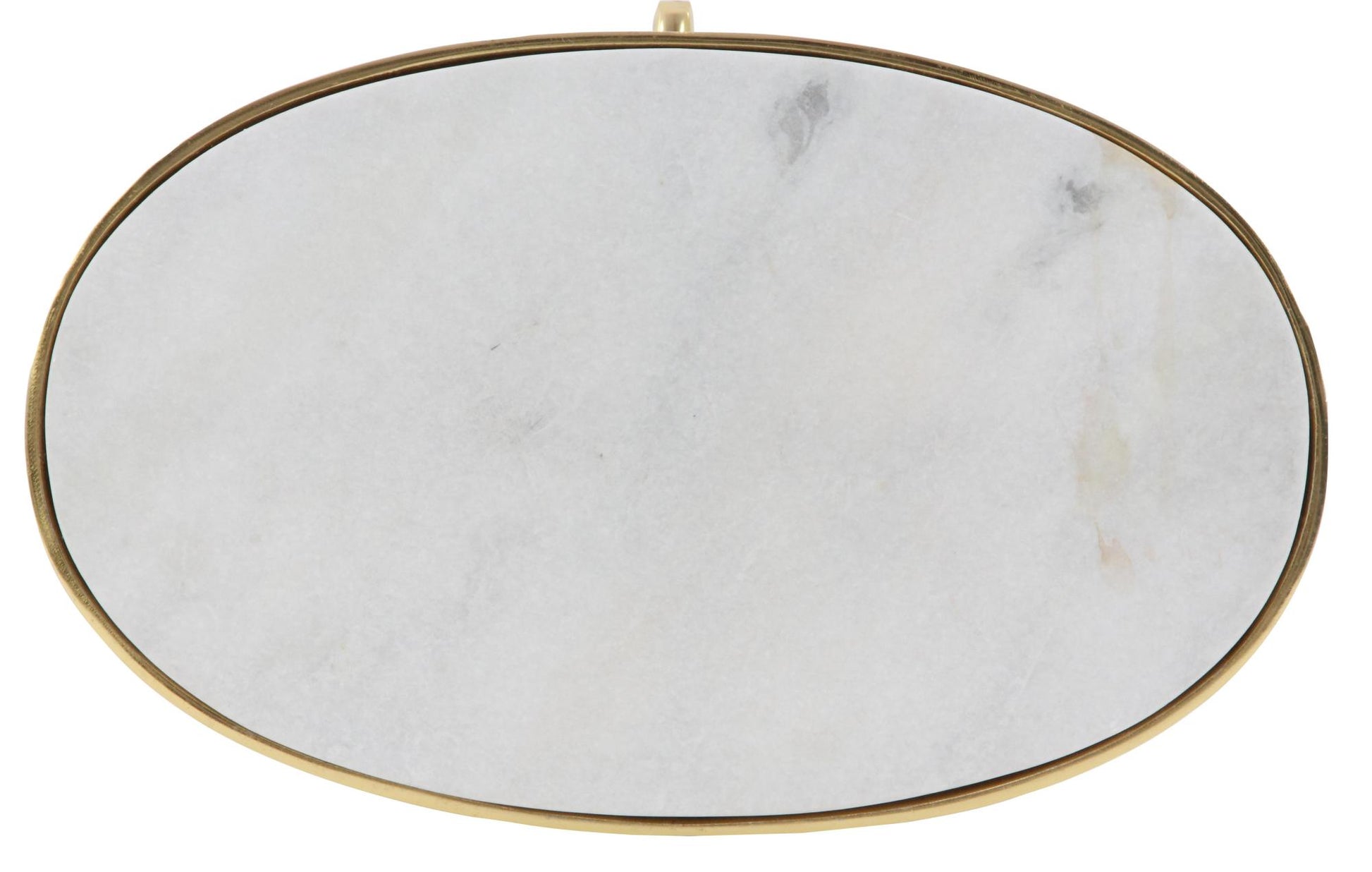 Gold Aluminum Metal Turned Oval Side End Accent Table with White Marble Top and Scroll Legs