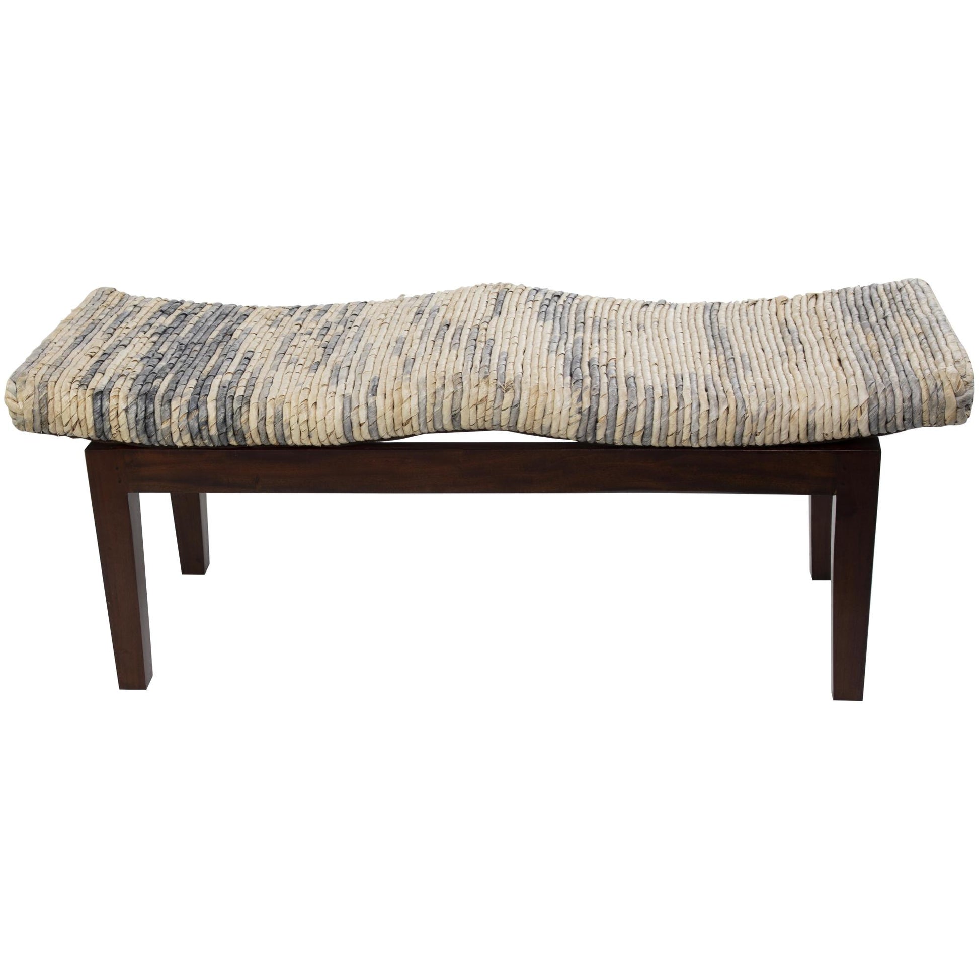 Brown Wood Handmade Woven Home Bench