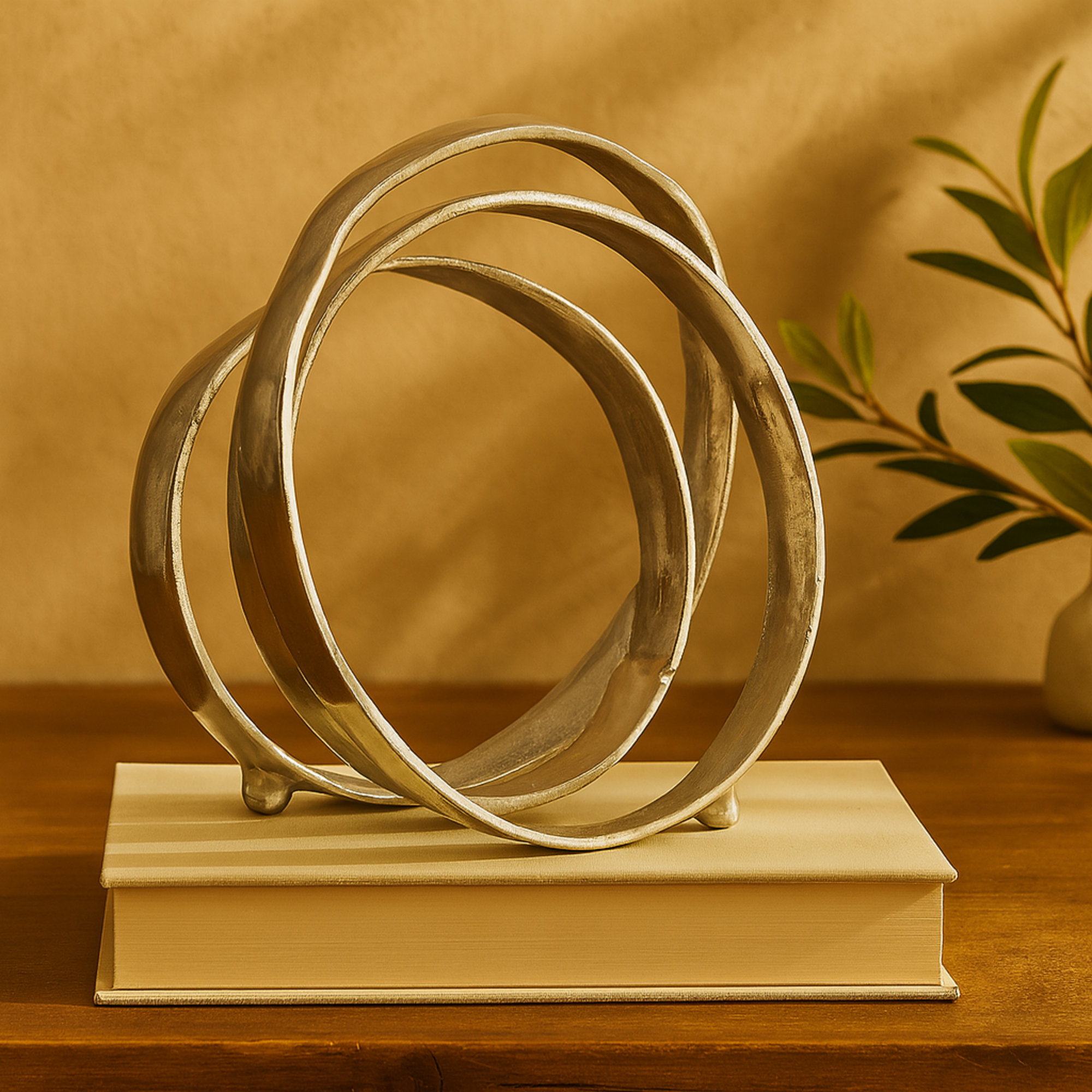 Abstract Aluminum Metal Looped Decorative Sculpture