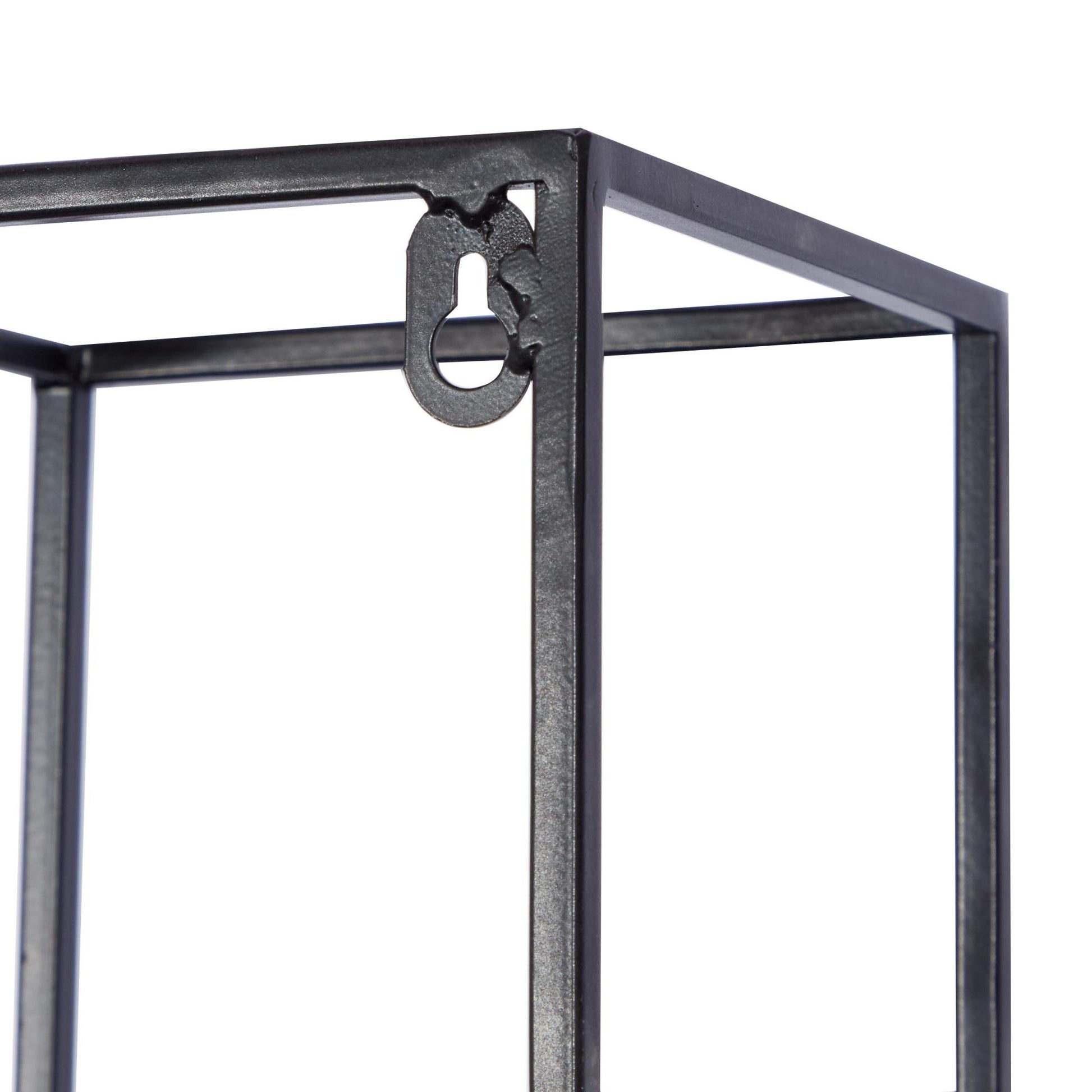 Geometric Black Metal 7 Bottle Display Wall Wine Rack with 5 Glass Holder Slots