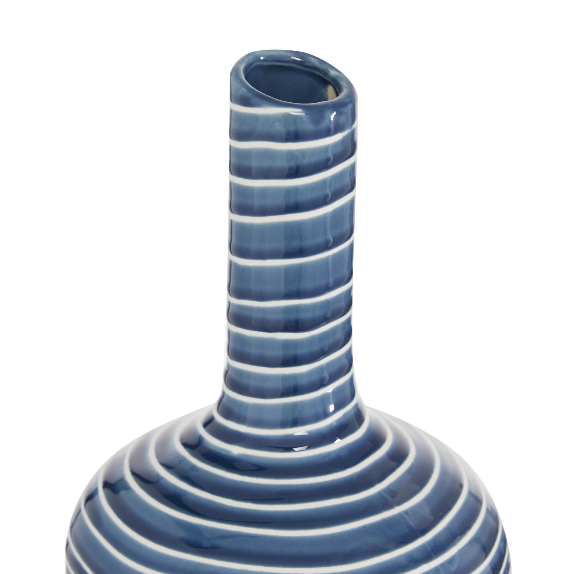 Set of 3 Blue Ceramic Decorative Vase with Varying Patterns