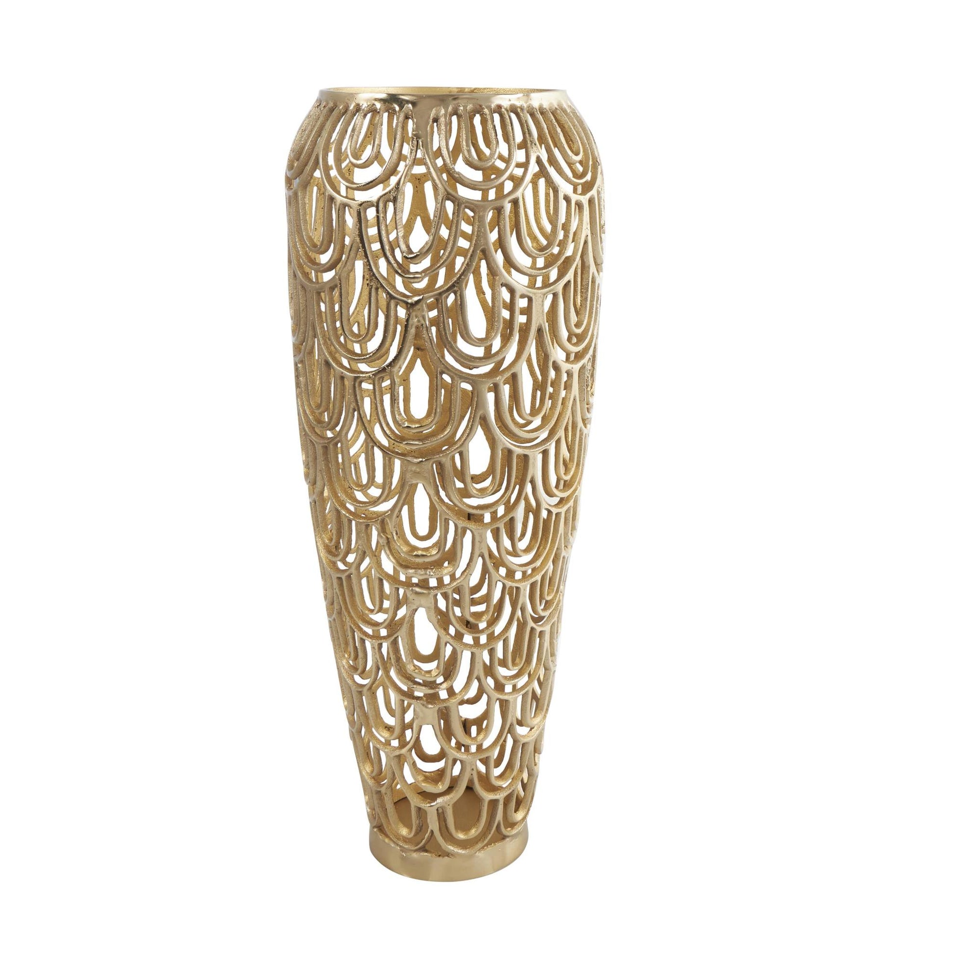 Geometric Aluminum Metal Art Deco Inspired Arched Decorative Vase