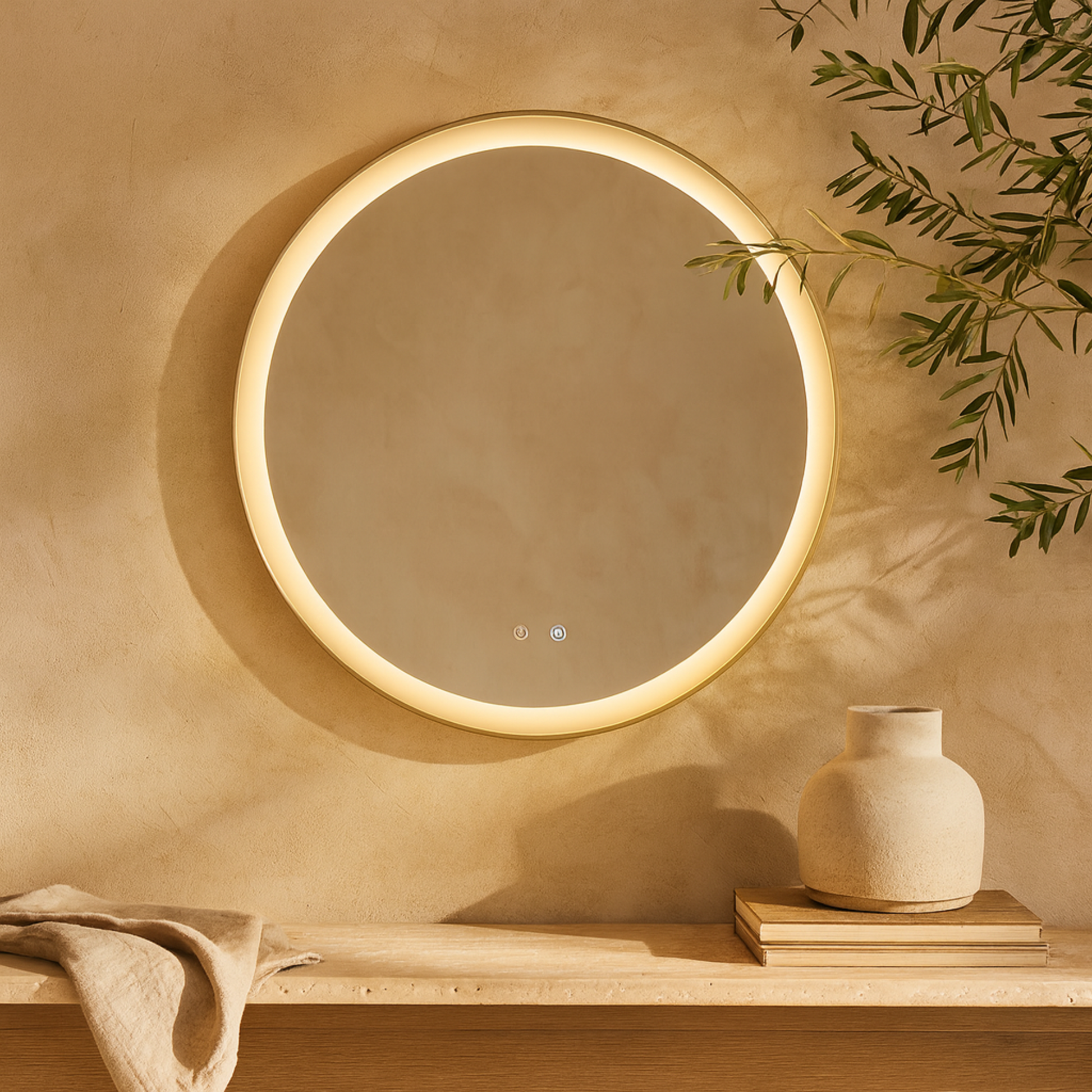 Silver Glass Room Anti Fog Mirror with LED Light