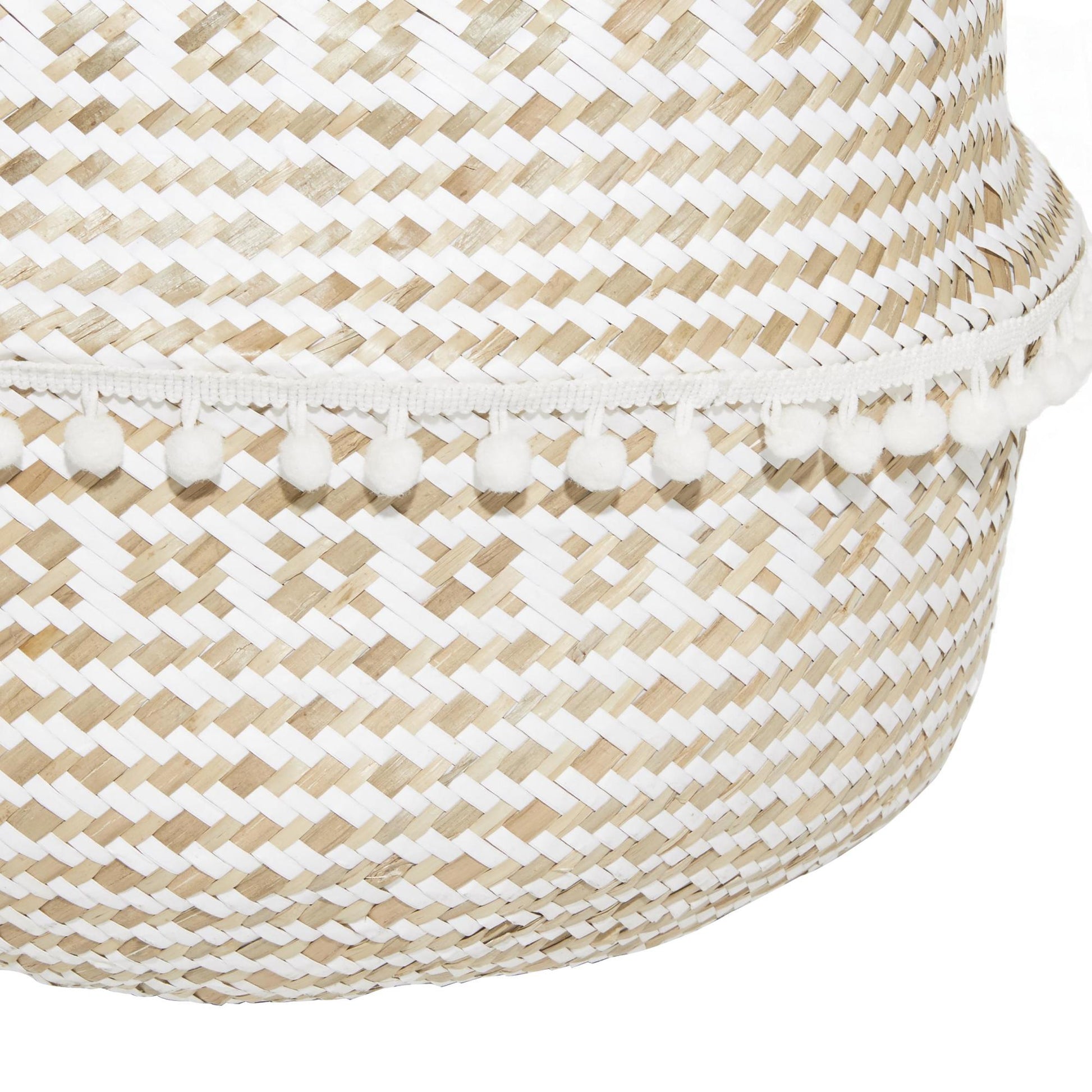 Set of 2 Brown Seagrass Handmade Patterned Decorative and Functional Storage Basket with Handles