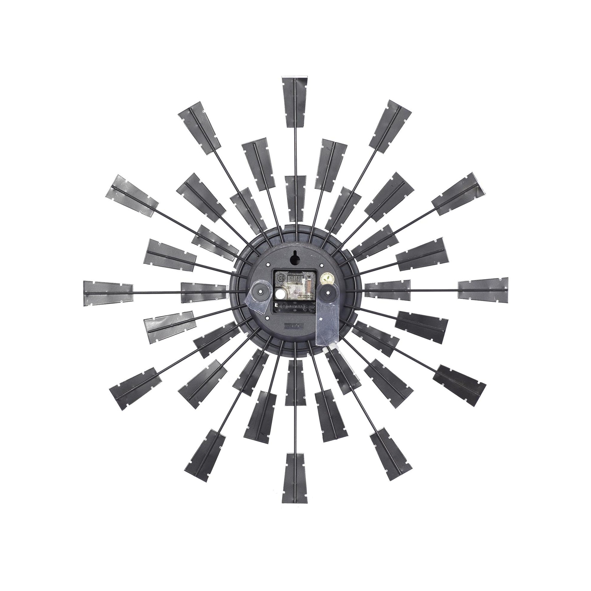 Starburst Brown Metal Starburst Decorative Wall Clock with Silver Accents