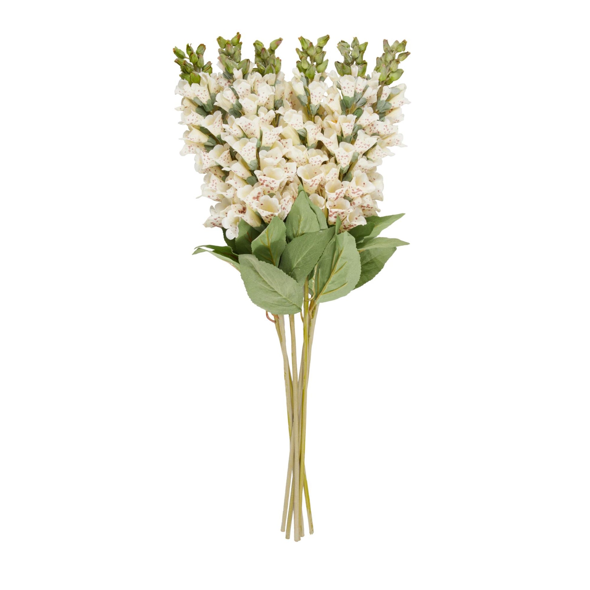 Set of 8 Foxglove White Faux Foliage Tall Indoor Outdoor Artificial Flower Stem