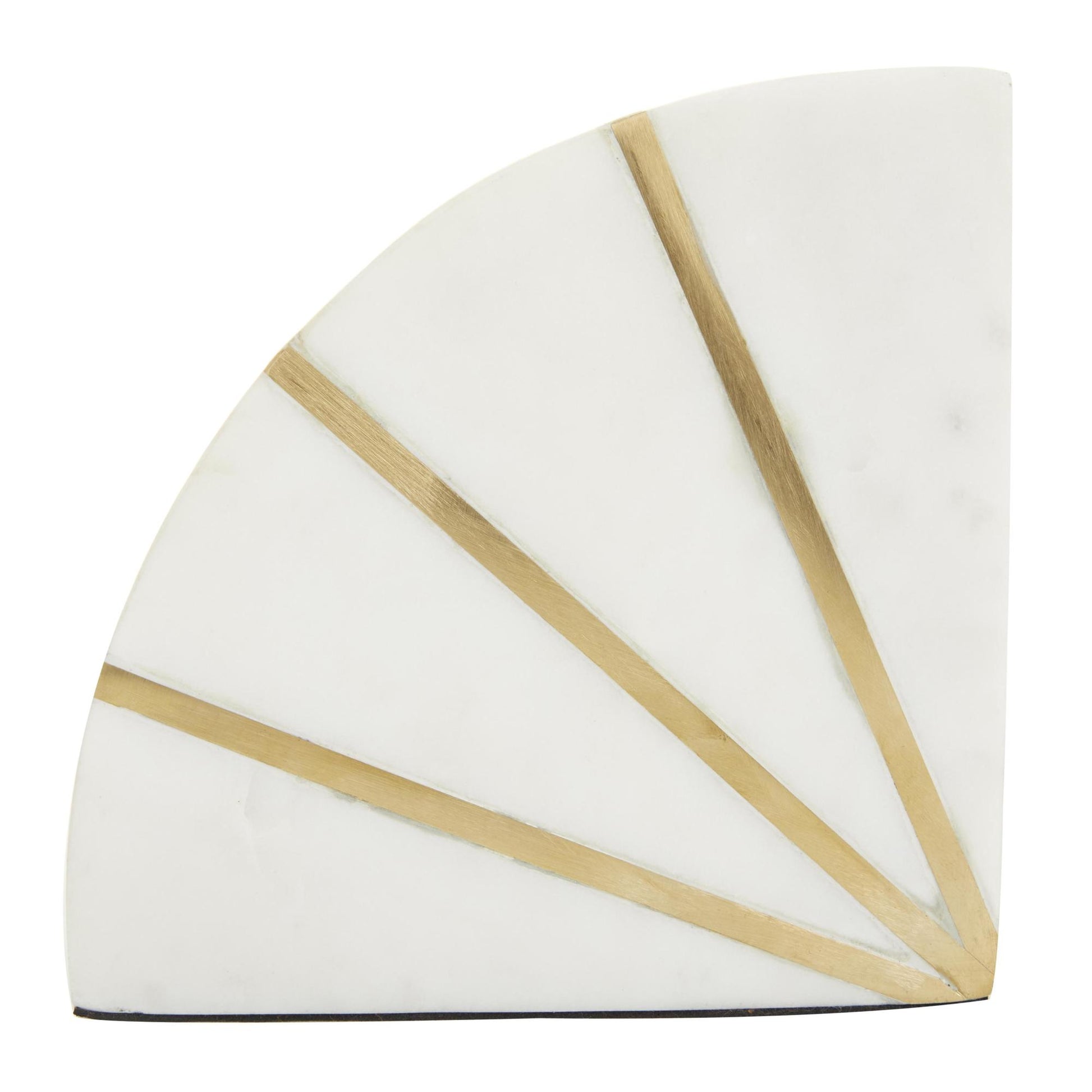 CosmoLiving by Cosmopolitan Set of 2 Geometric Marble 9 lbs Decorative Bookends with Gold Inlay