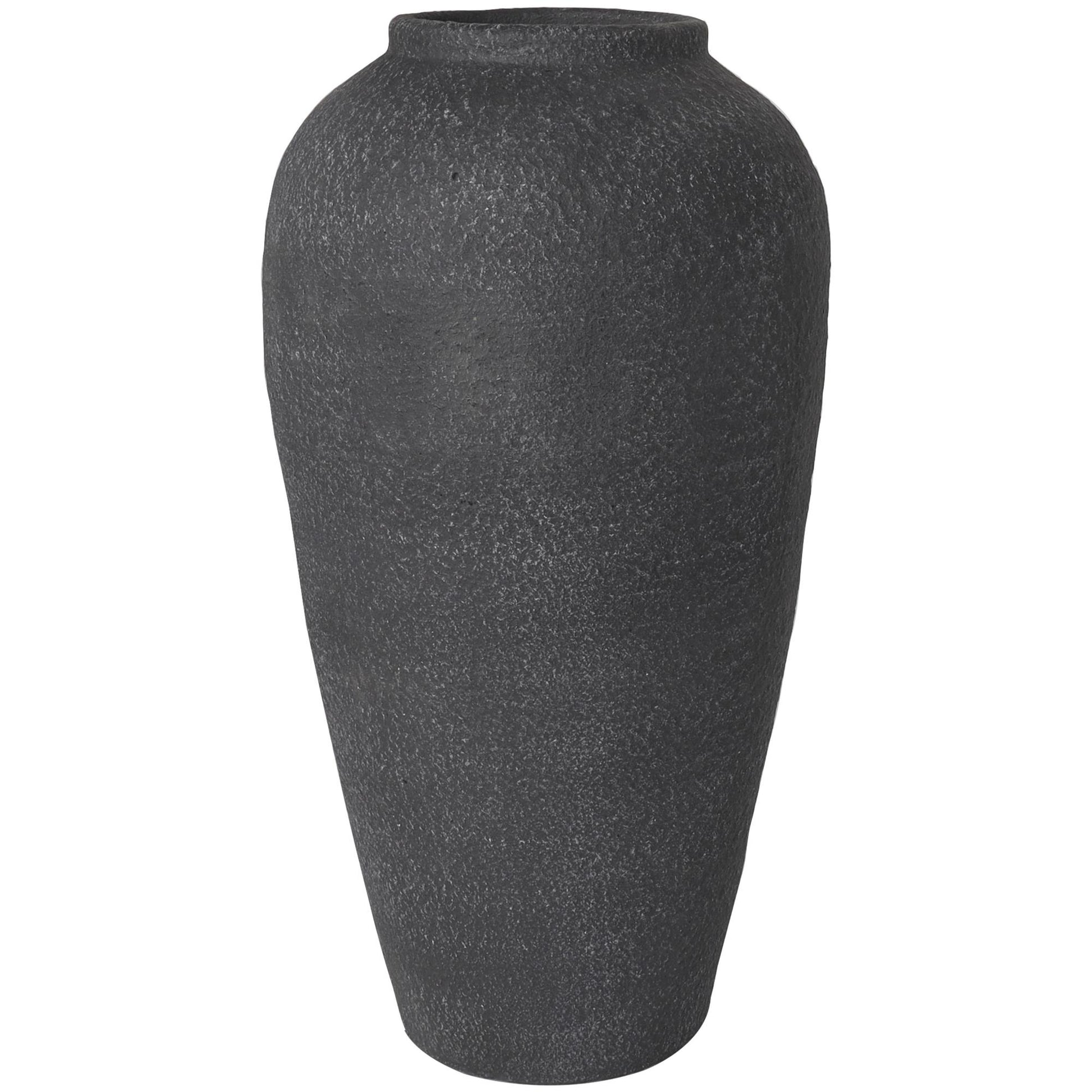 Black Ceramic Whitewashed Textured Decorative Vase