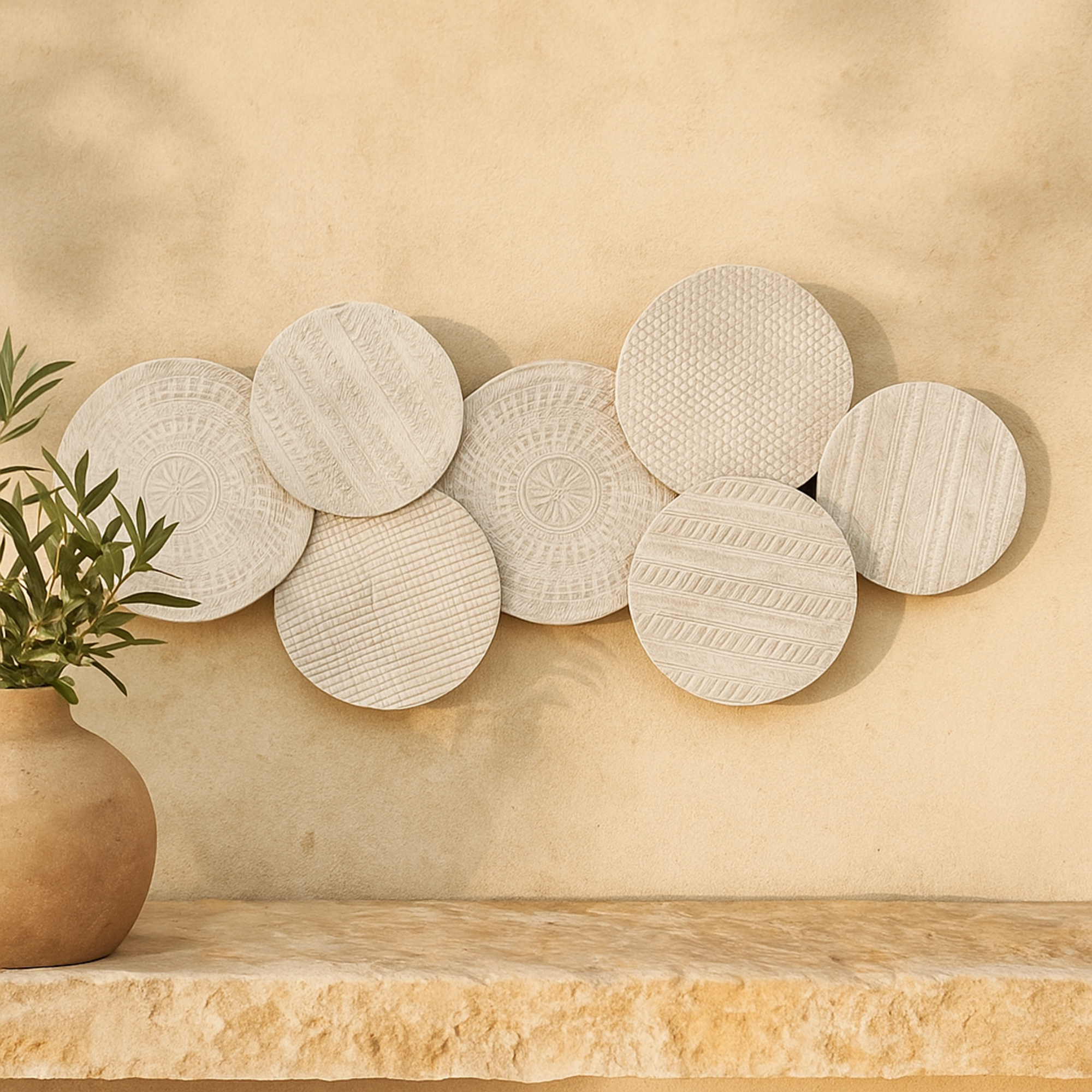 Plate Aluminum Metal Carved Designs Home Wall Decor with Textured Pattern