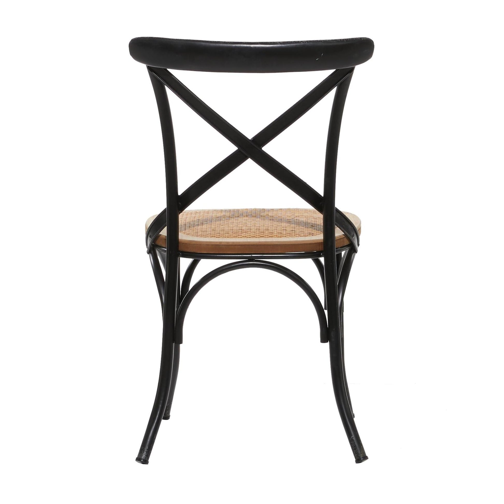 Metal Kitchen Dining Chair with Brown Rattan Seat