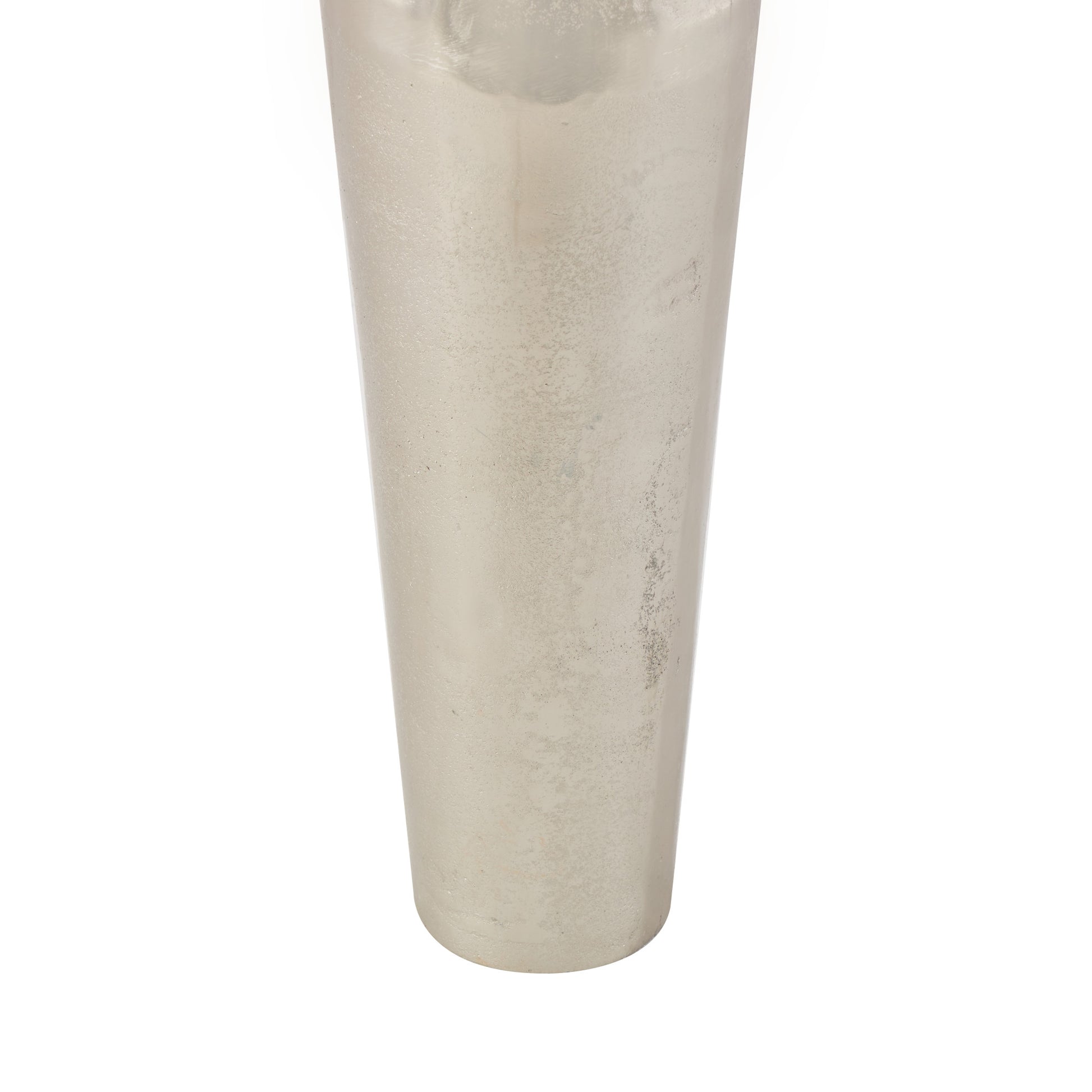 Silver Aluminum Metal Tall Grid Inspired Decorative Vase with Open Frame Design