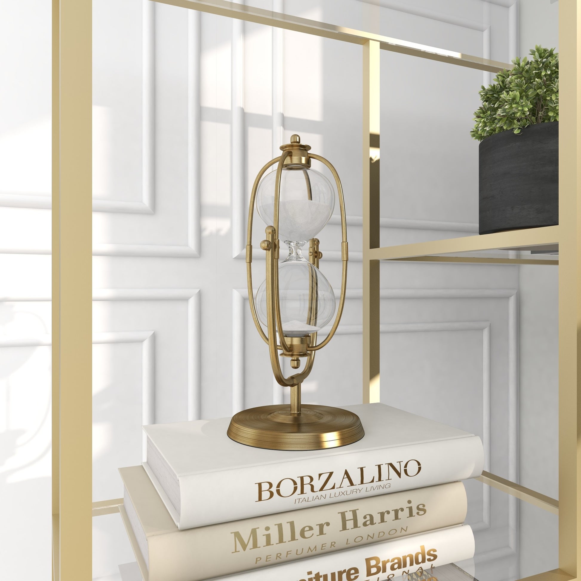 Armillary Metal Hourglass Sand Hourglass Timer with Rotating Stand