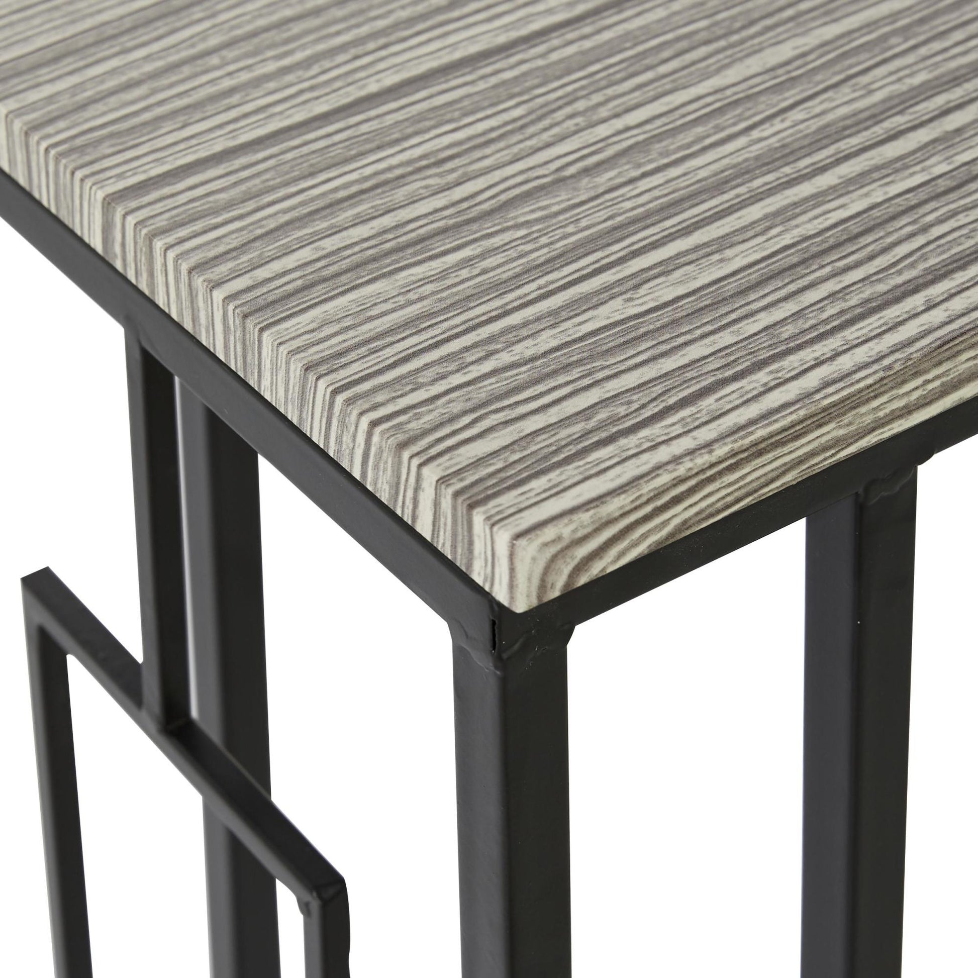 Metal C-Shaped Side End Accent Table with Black Metal Base