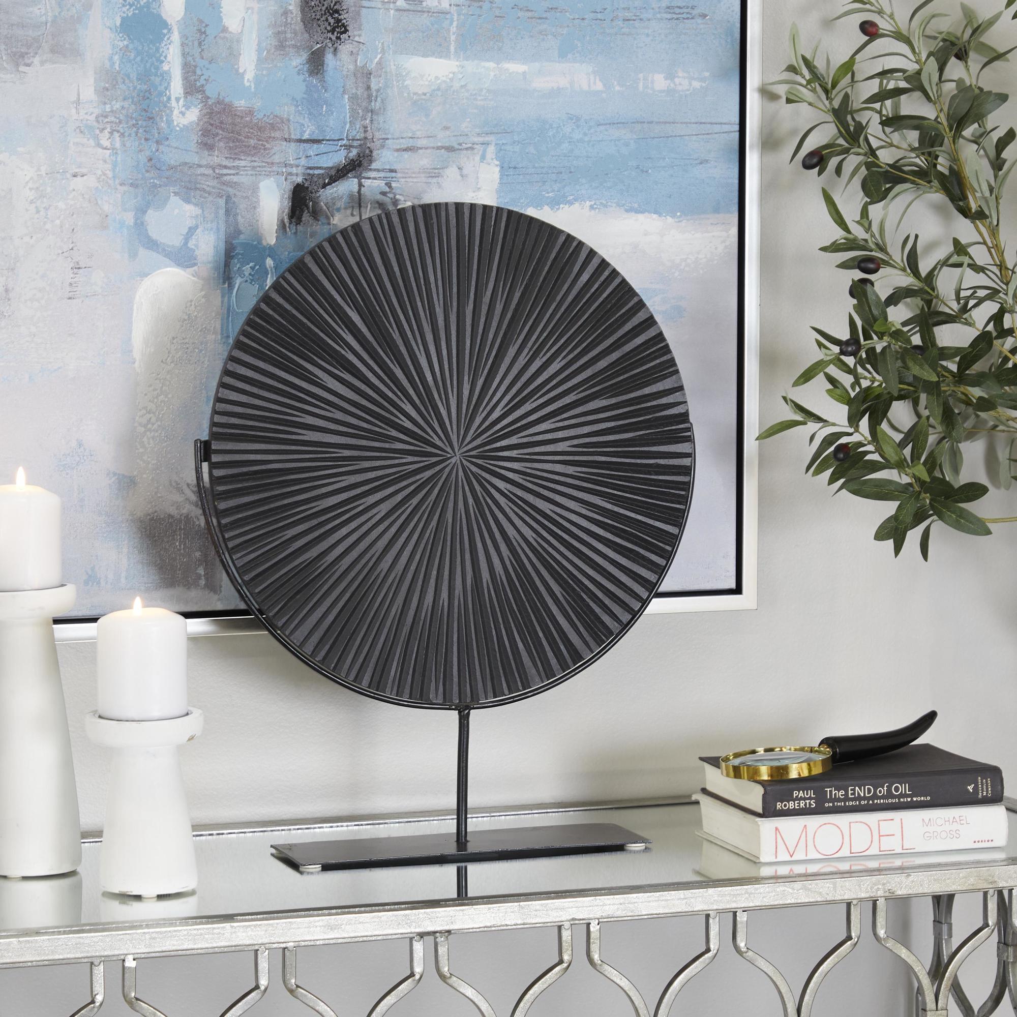 CosmoLiving by Cosmopolitan Starburst Metal Carved Decorative Sculpture with Stand