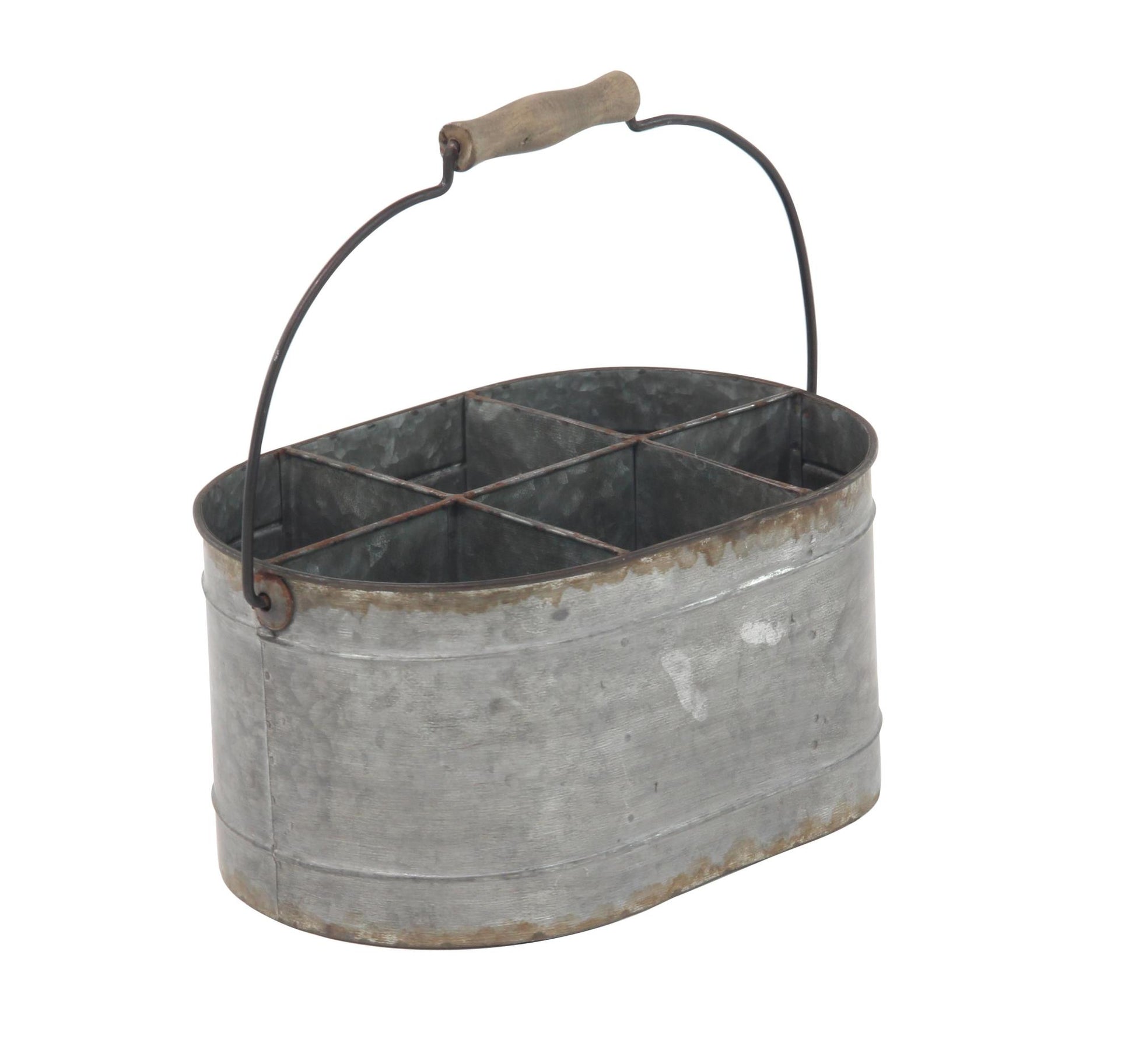 Gray Metal Galvanized Farm House 6 Bottle Kitchen Wine Holder