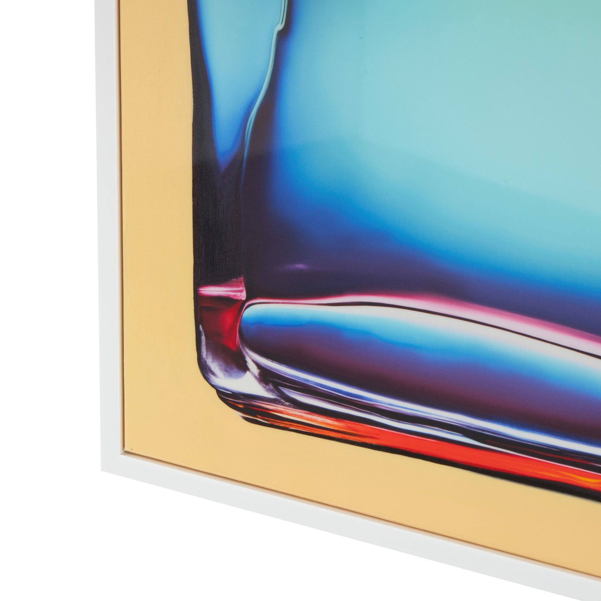 Abstract Multi Colored Canvas Cube Living Room Framed Wall Art with White Frame