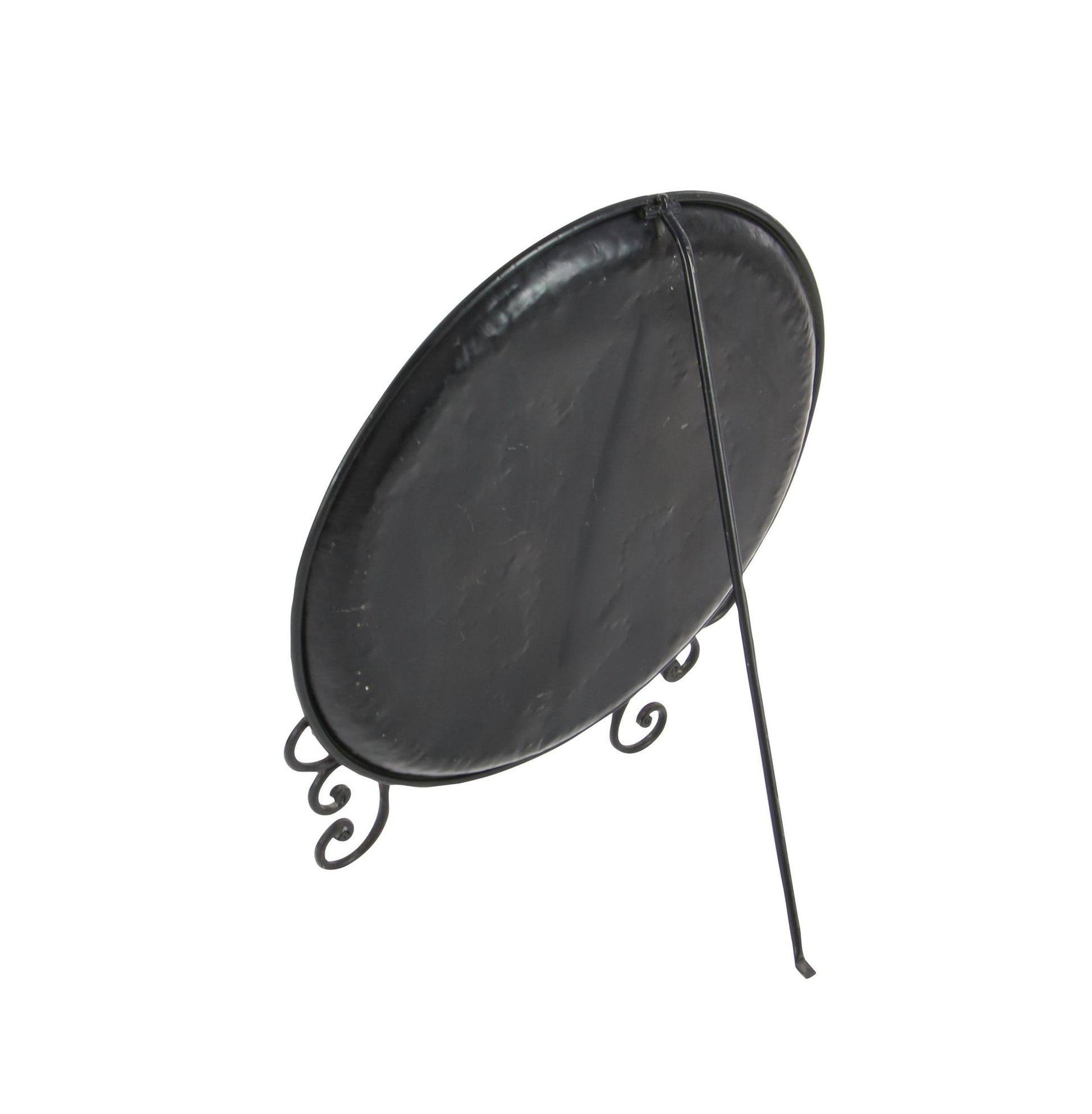 Fleur De Lis Brown Metal Embossed Detail Decorative Charger with Stand